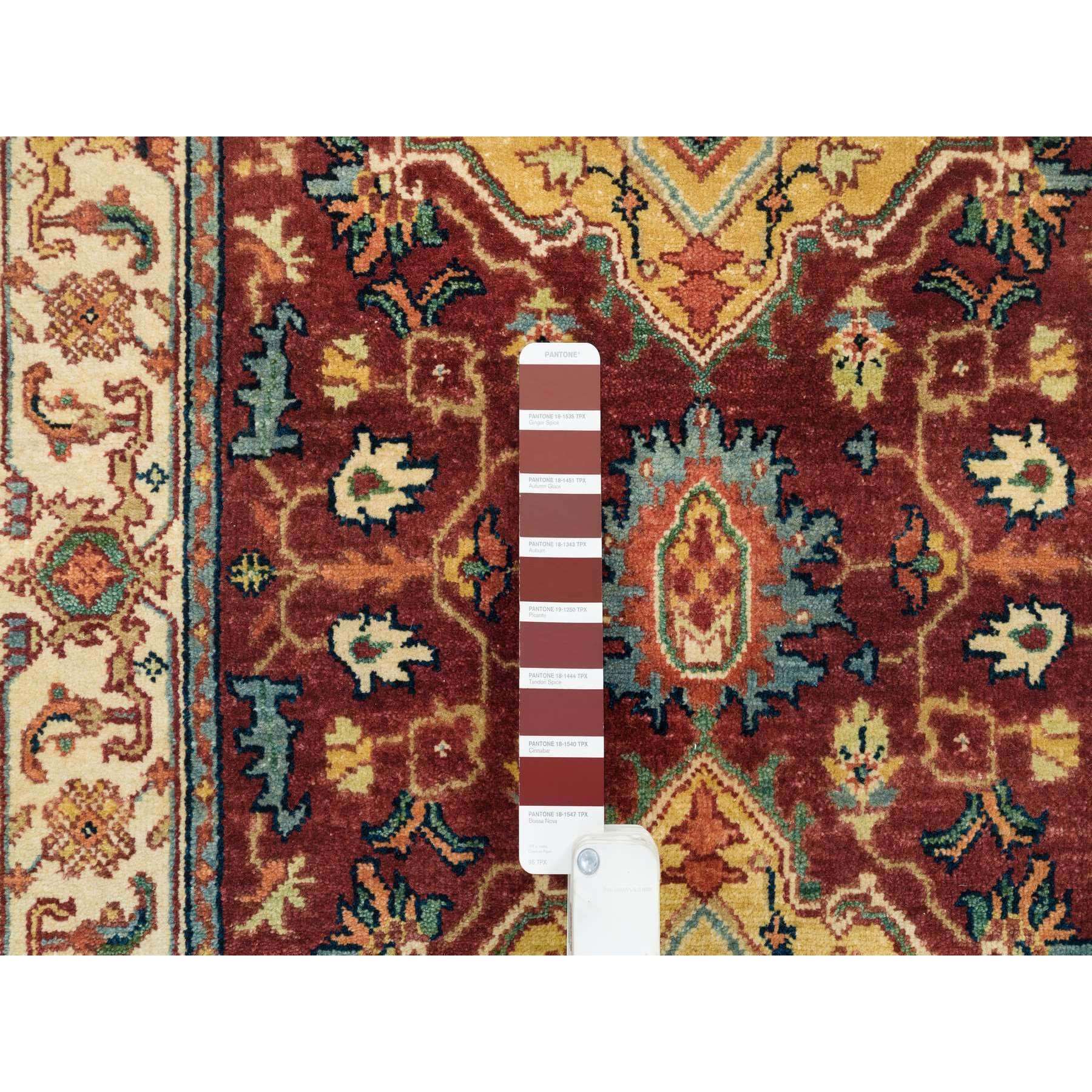 2'7"x22' Terracotta Red, Hand Knotted Antiqued Fine Heriz Re-Creation, Natural Dyes Dense Weave, Extra Soft Wool, XL Runner Oriental Rug HR65496 - Image 4