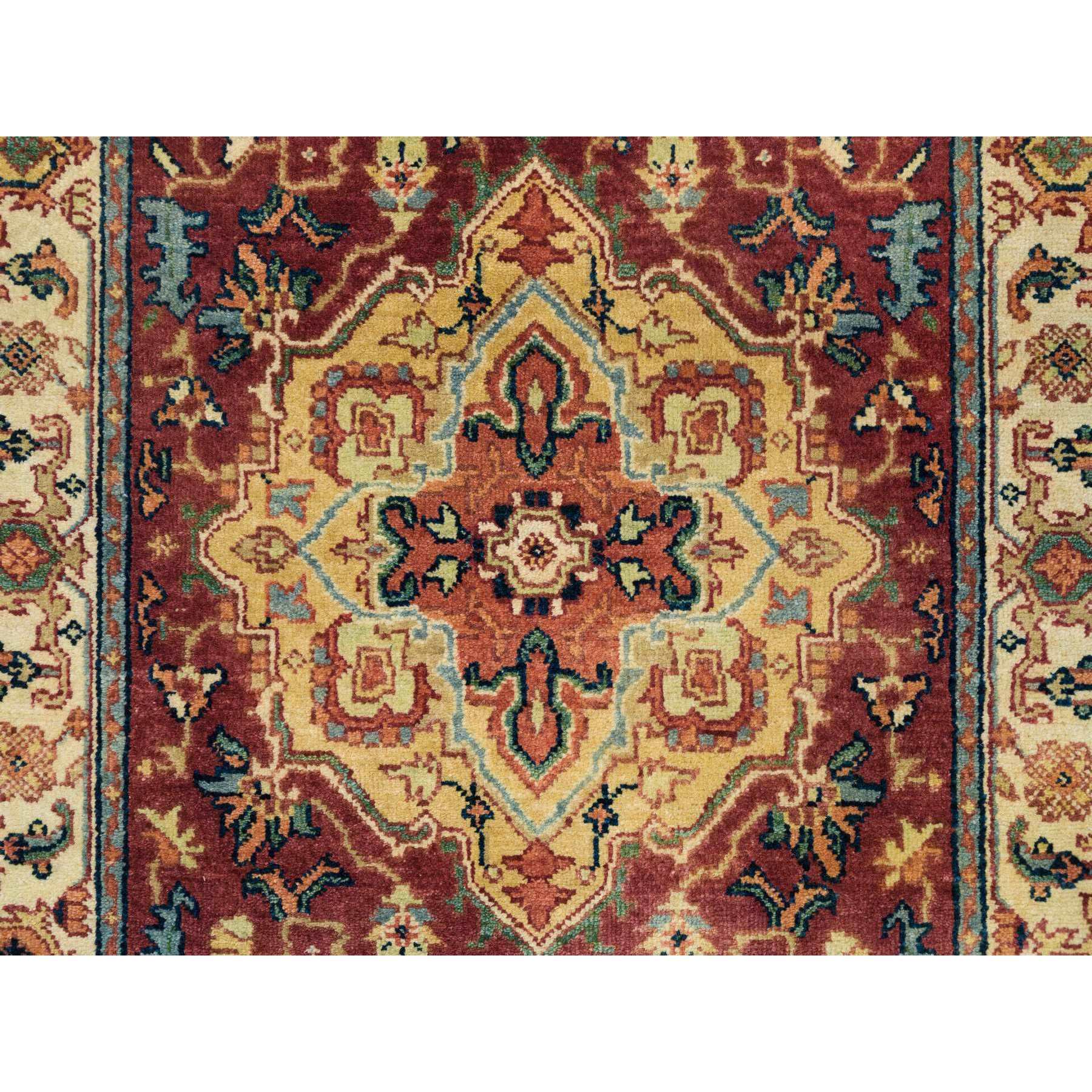 2'7"x22' Terracotta Red, Hand Knotted Antiqued Fine Heriz Re-Creation, Natural Dyes Dense Weave, Extra Soft Wool, XL Runner Oriental Rug HR65496 - Image 5