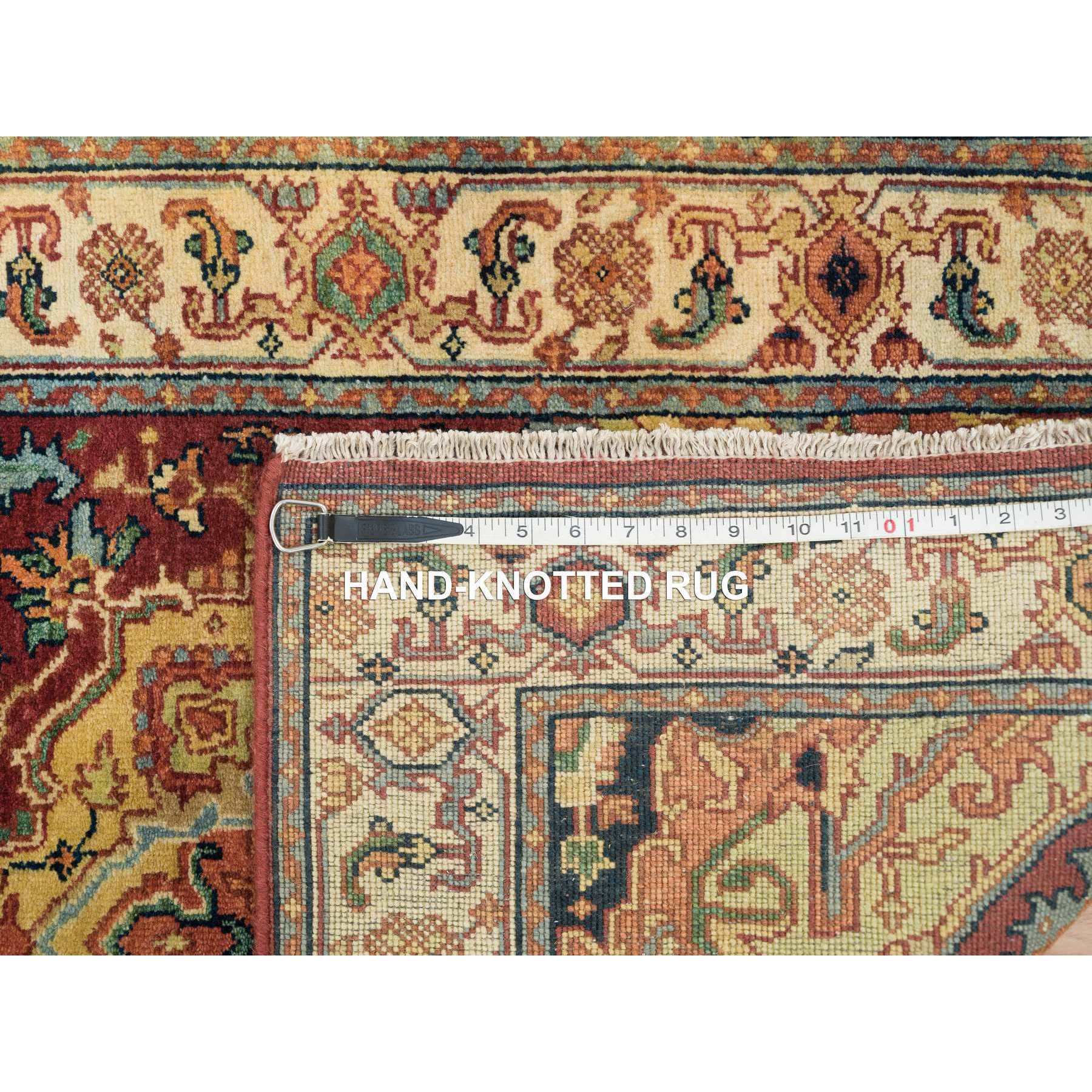 2'7"x22' Terracotta Red, Hand Knotted Antiqued Fine Heriz Re-Creation, Natural Dyes Dense Weave, Extra Soft Wool, XL Runner Oriental Rug HR65496 - Image 8