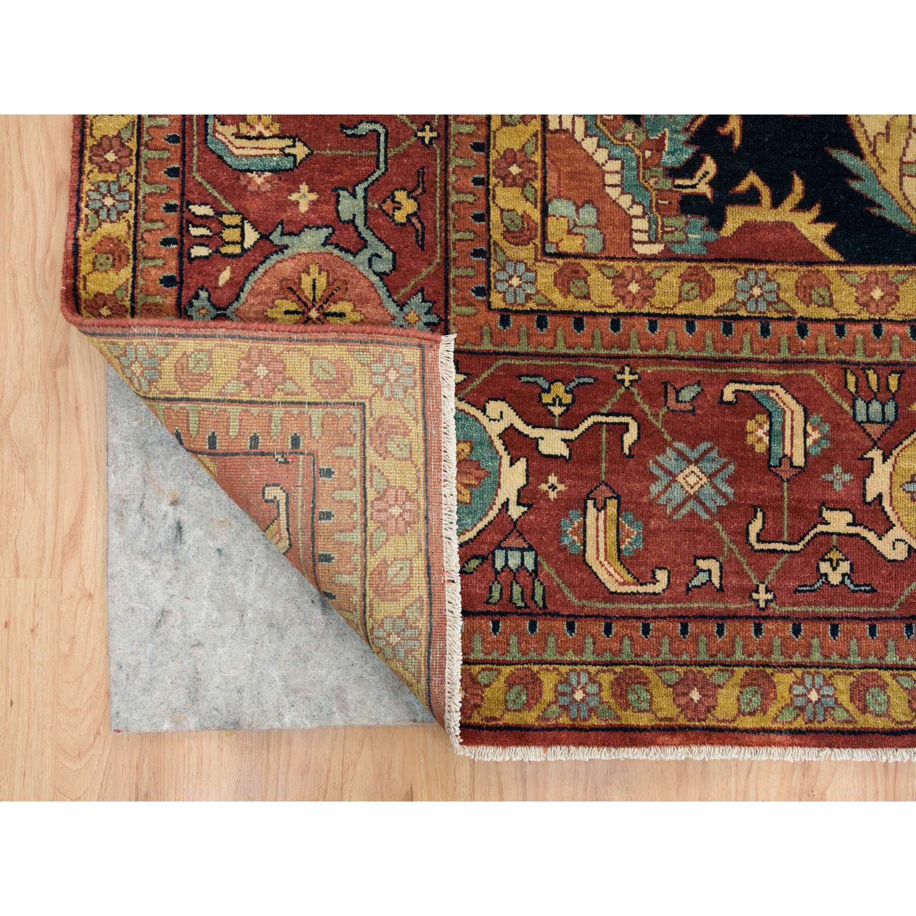 12'x15'2" Terracotta Red, Antiqued Fine Heriz Re-Creation, Densely Woven Natural Dyes, Hand Knotted Soft Wool, Oversized Oriental Rug HR65509 - Image 4