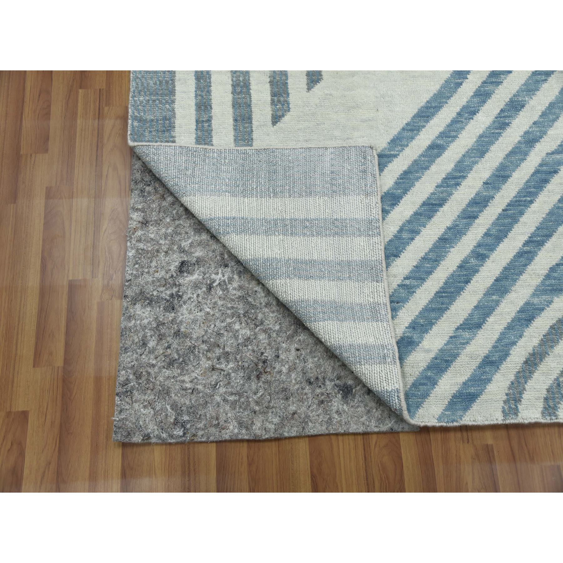 10'1"x14' Steel Blue, Soft Wool Hand Knotted, Geometric Art Nouveau Collection Soft to the Touch, Oriental Rug HR79412 - Image 5
