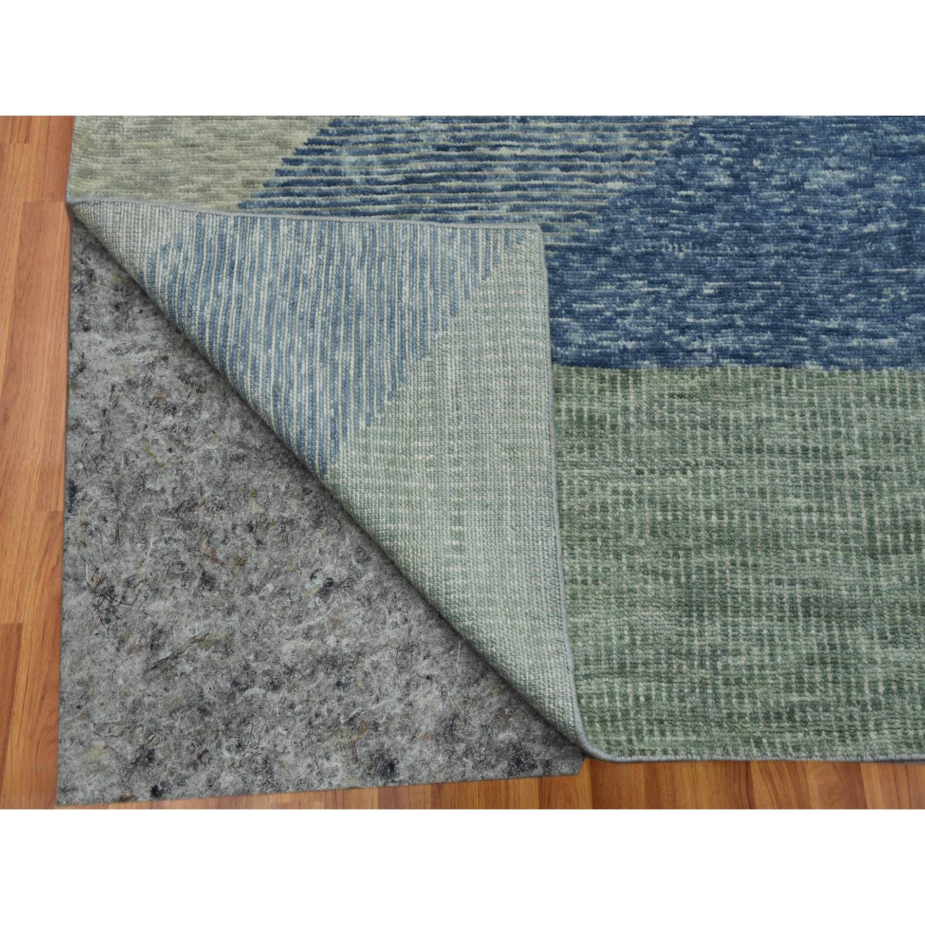 12'2"x18'3" Camouflage Green, Geometric Art Nouveau Collection, Natural Wool Hand Knotted, Oversized Oriental Rug HR79414 - Image 4