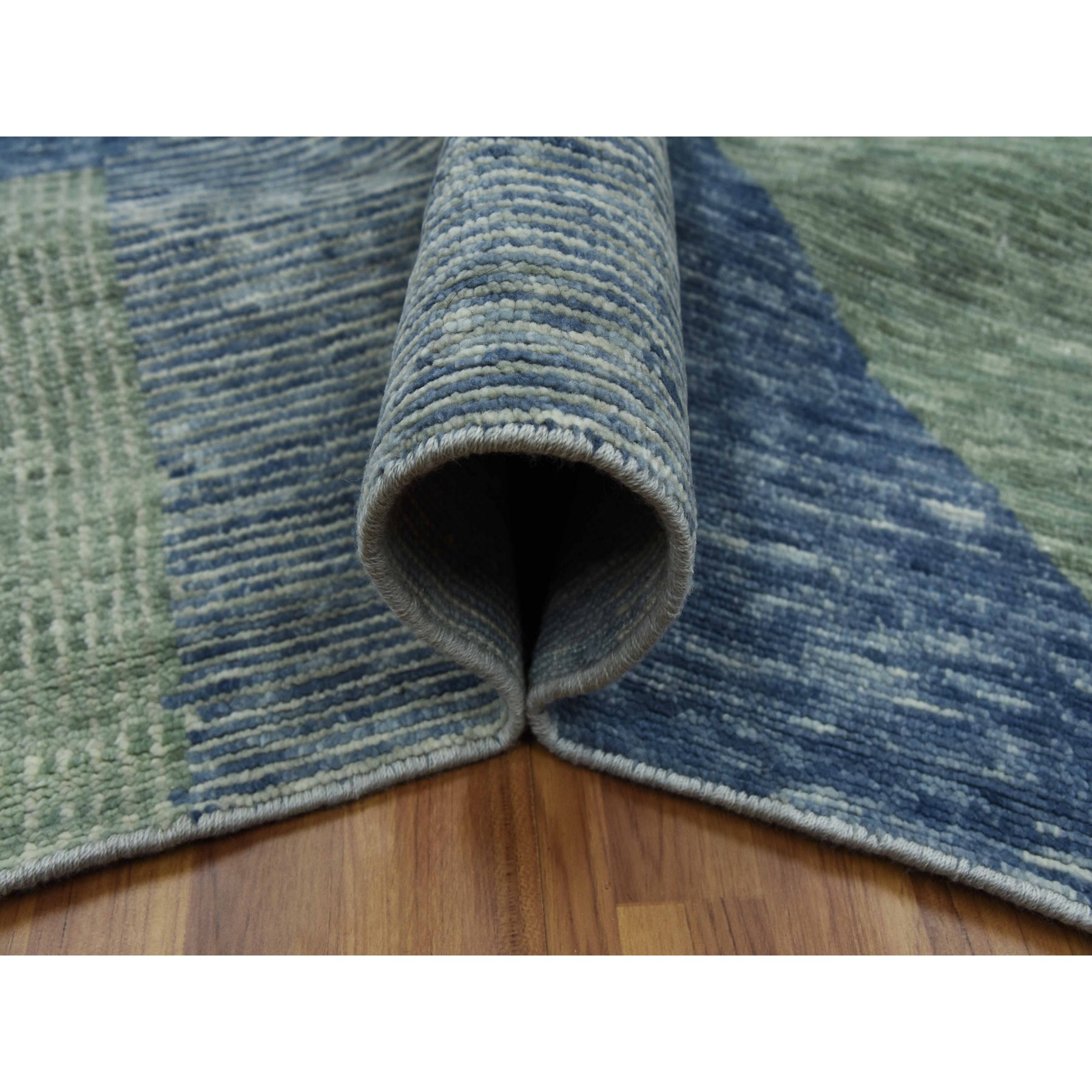 12'2"x18'3" Camouflage Green, Geometric Art Nouveau Collection, Natural Wool Hand Knotted, Oversized Oriental Rug HR79414 - Image 5