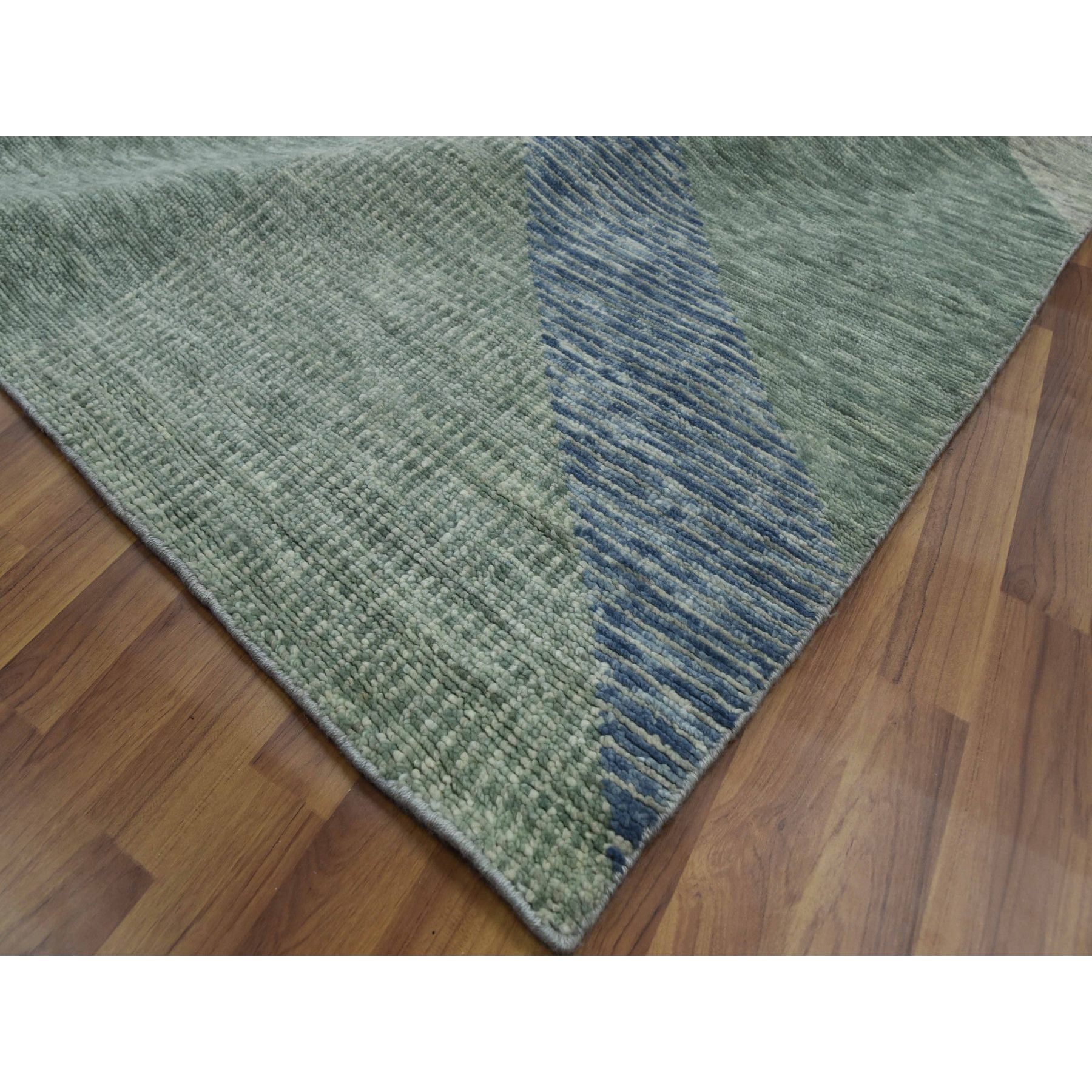 12'2"x18'3" Camouflage Green, Geometric Art Nouveau Collection, Natural Wool Hand Knotted, Oversized Oriental Rug HR79414 - Image 6