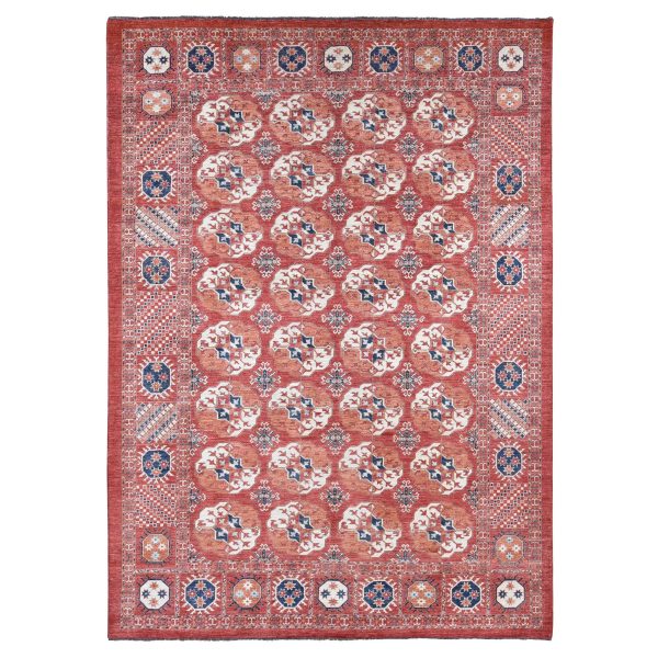 9'10"x14' Rust Red, Afghan Ersari Tekke Bokhara, Pure Wool Hand Knotted, Oriental Rug HR80687