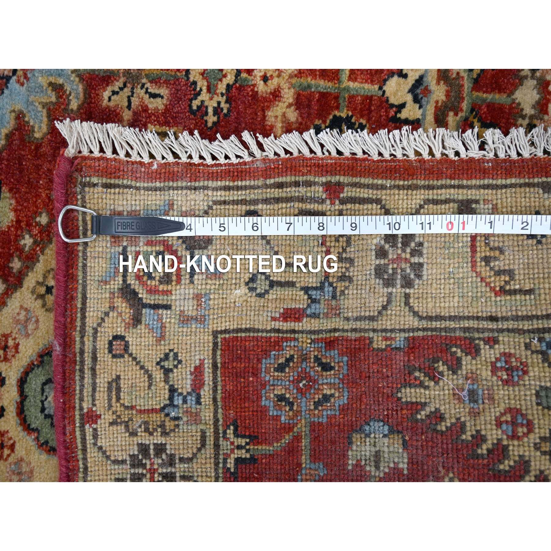 2'10"x24'9" Red and Gold, Karajeh Design, with Geometric Medallions, Extra Soft Wool, Hand Knotted, XL Runner Oriental Rug HR84263 - Image 8