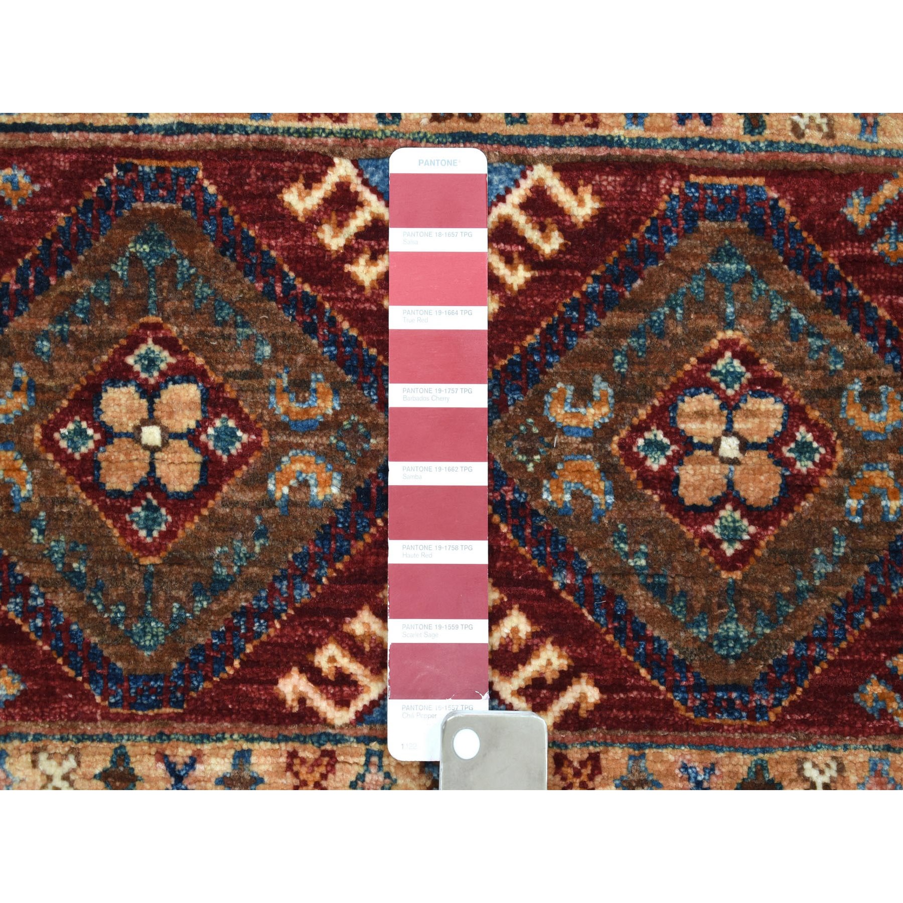 2'9"x9' Ivory Khorjin Design Runner Super Kazak Geometric Hand Knotted Pure Wool Oriental Rug HR52865 - Image 3