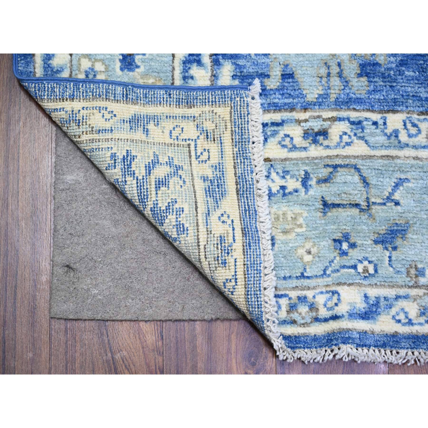 5'8"x9' Steel Blue, Hand Knotted Afghan Angora Oushak with All Over Design, Natural Dyes Soft Wool, Oriental Rug HR73706 - Image 3