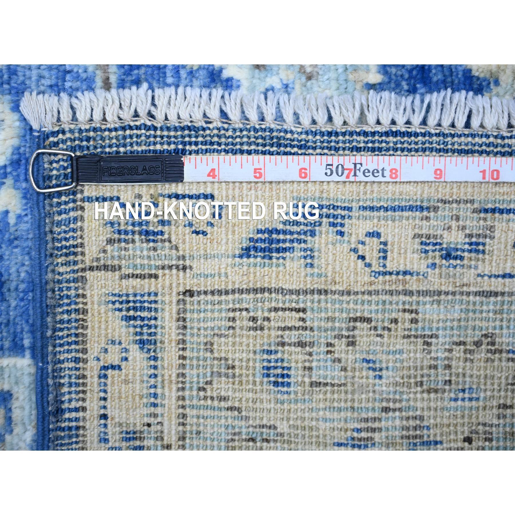 5'8"x9' Steel Blue, Hand Knotted Afghan Angora Oushak with All Over Design, Natural Dyes Soft Wool, Oriental Rug HR73706 - Image 7