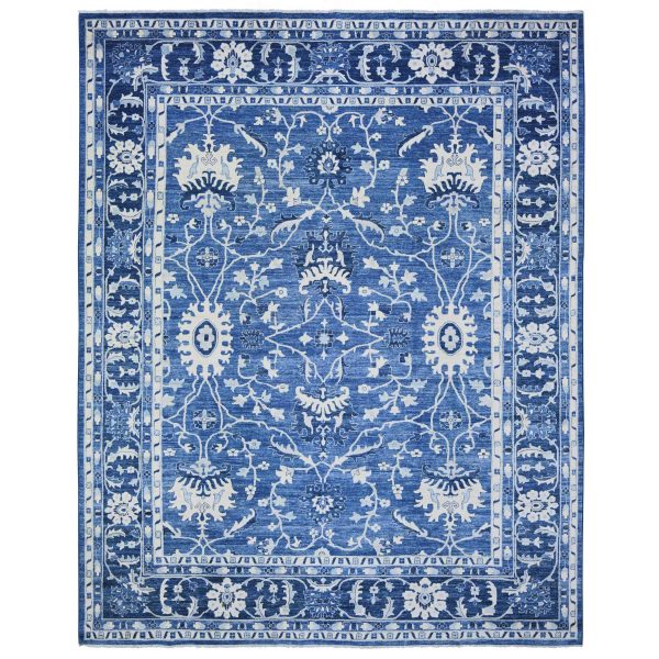 11'8"x14'4" Sapphire Blue, 100% Wool Hand Knotted, Natural Dyes Finer Peshawar with Pop Of Colors, Oversized Oriental Rug HR73716