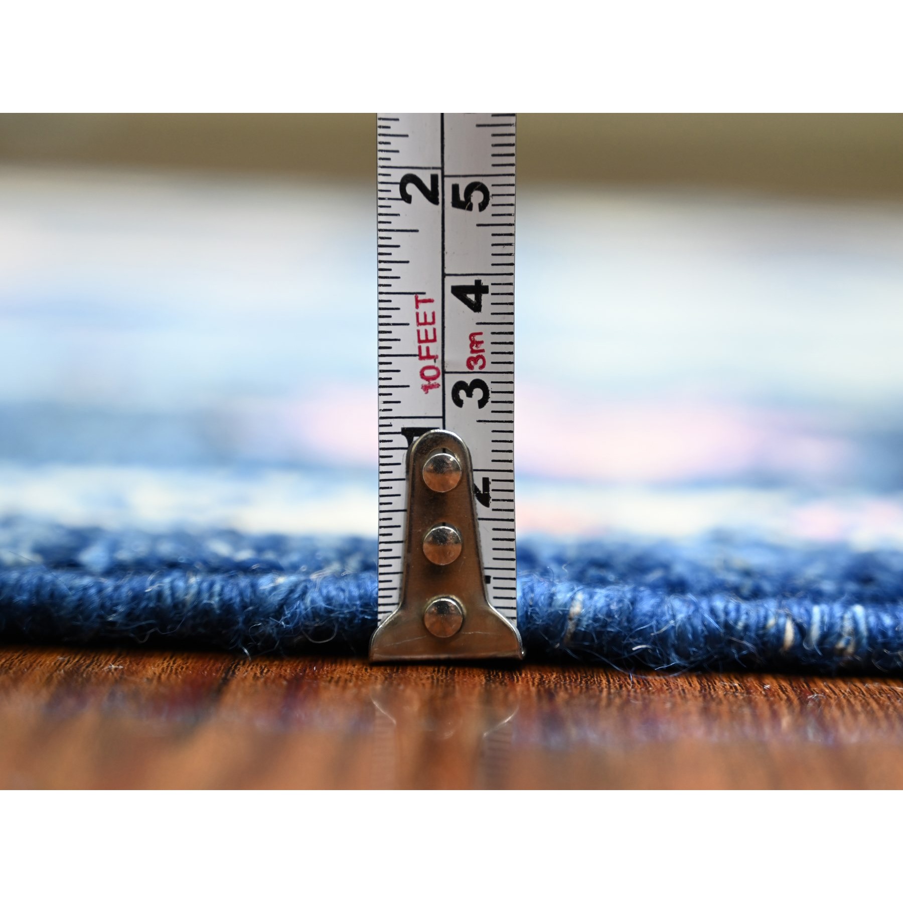 6'2"x8'10" Sapphire Blue, Afghan Angora Oushak with Colorful Motifs Natural Dyes, Soft Wool Hand Knotted, Oriental Rug HR73802 - Image 6