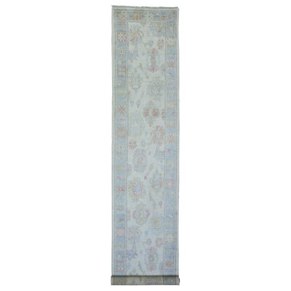 2'10"x16' Beige Color, Afghan Angora Oushak with Soft Colors Natural Dyes, Soft Wool Hand Knotted, Runner Oriental Rug HR73854