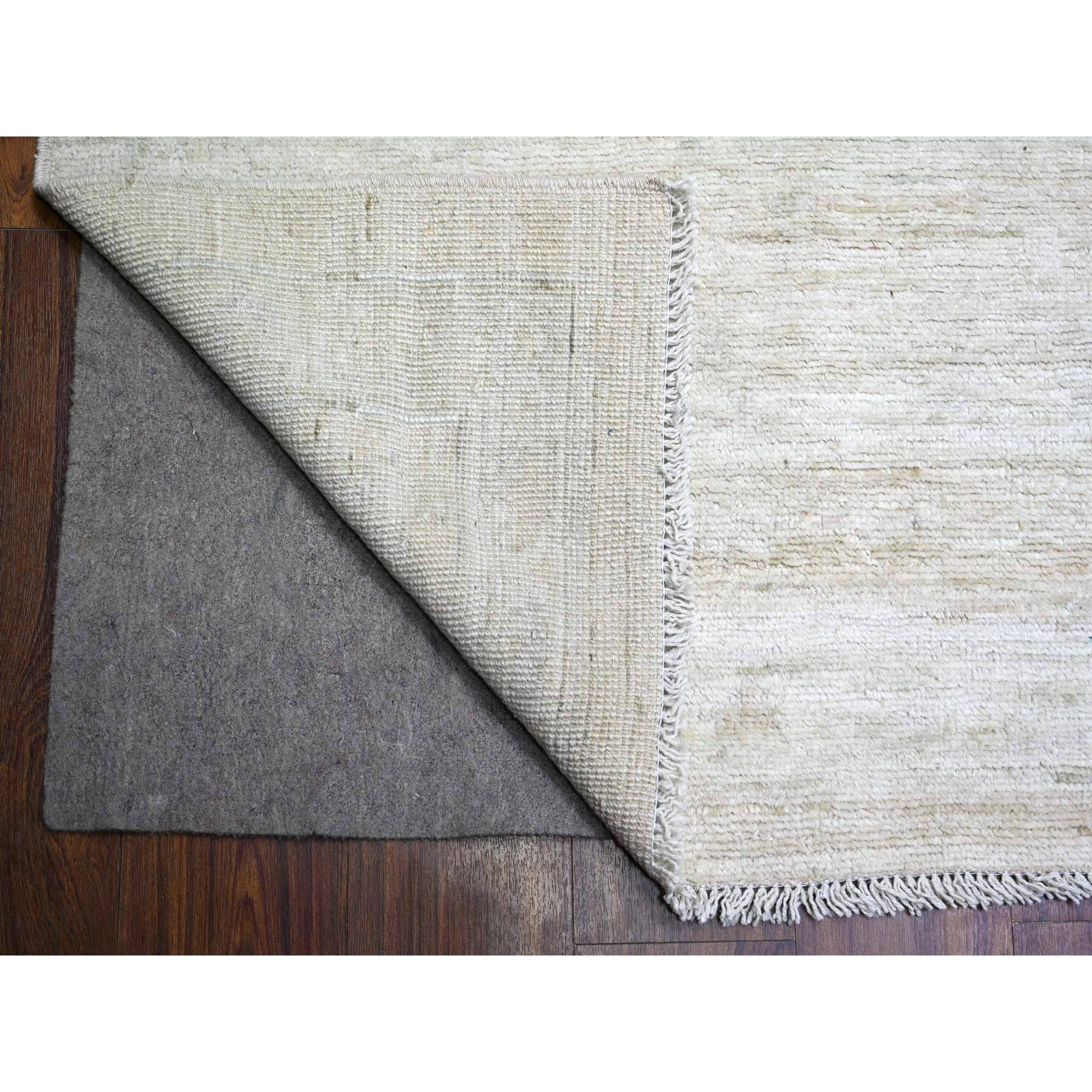 11'6"x14'3" Ivory, Afghan Angora Oushak with Faded Colors, Natural Dyes, Extra Soft Wool, Hand Knotted, Oversized Oriental Rug HR73919 - Image 4