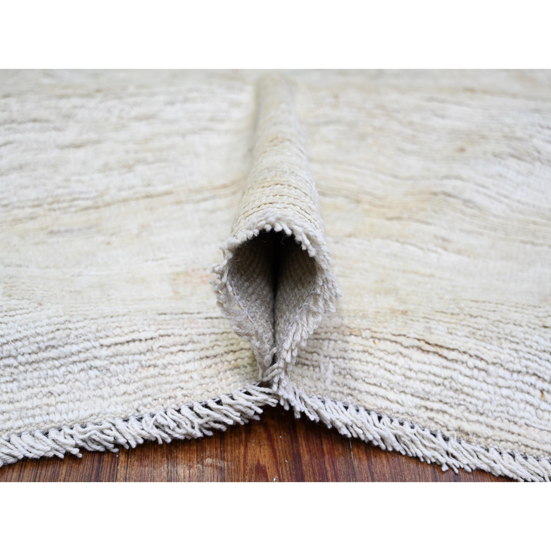 11'6"x14'3" Ivory, Afghan Angora Oushak with Faded Colors, Natural Dyes, Extra Soft Wool, Hand Knotted, Oversized Oriental Rug HR73919 - Image 5