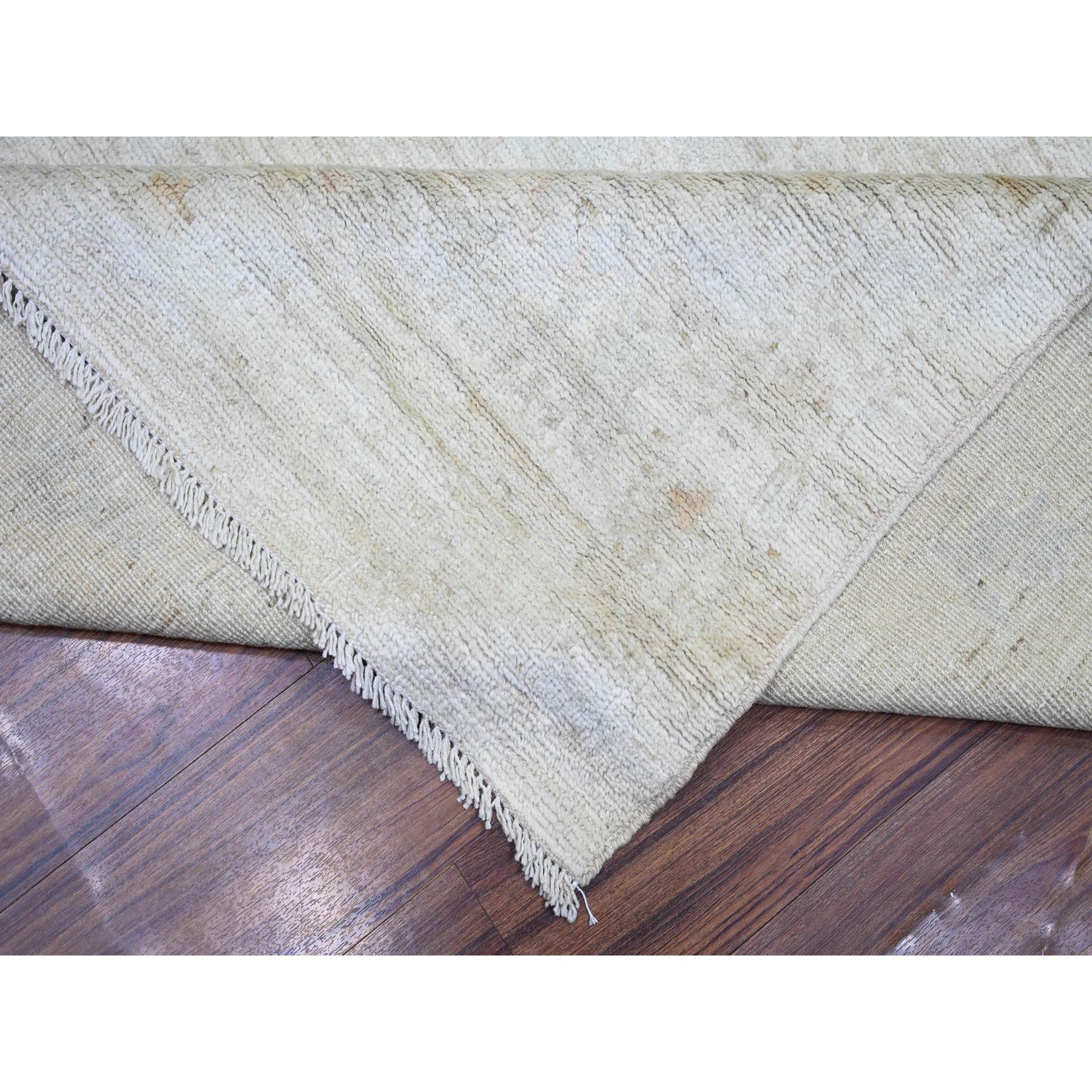 11'6"x14'3" Ivory, Afghan Angora Oushak with Faded Colors, Natural Dyes, Extra Soft Wool, Hand Knotted, Oversized Oriental Rug HR73919 - Image 6