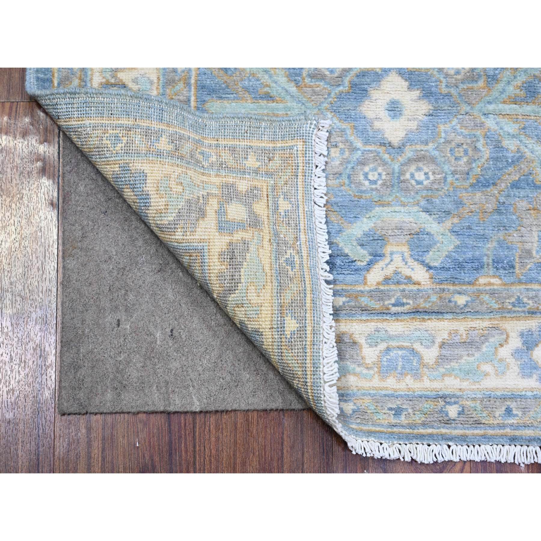 2'8"x9'6" Beau Blue, Natural Dyes Finer Peshawar with Faded Colors, Extra Soft Wool Hand Knotted, Runner Oriental Rug HR73963 - Image 2