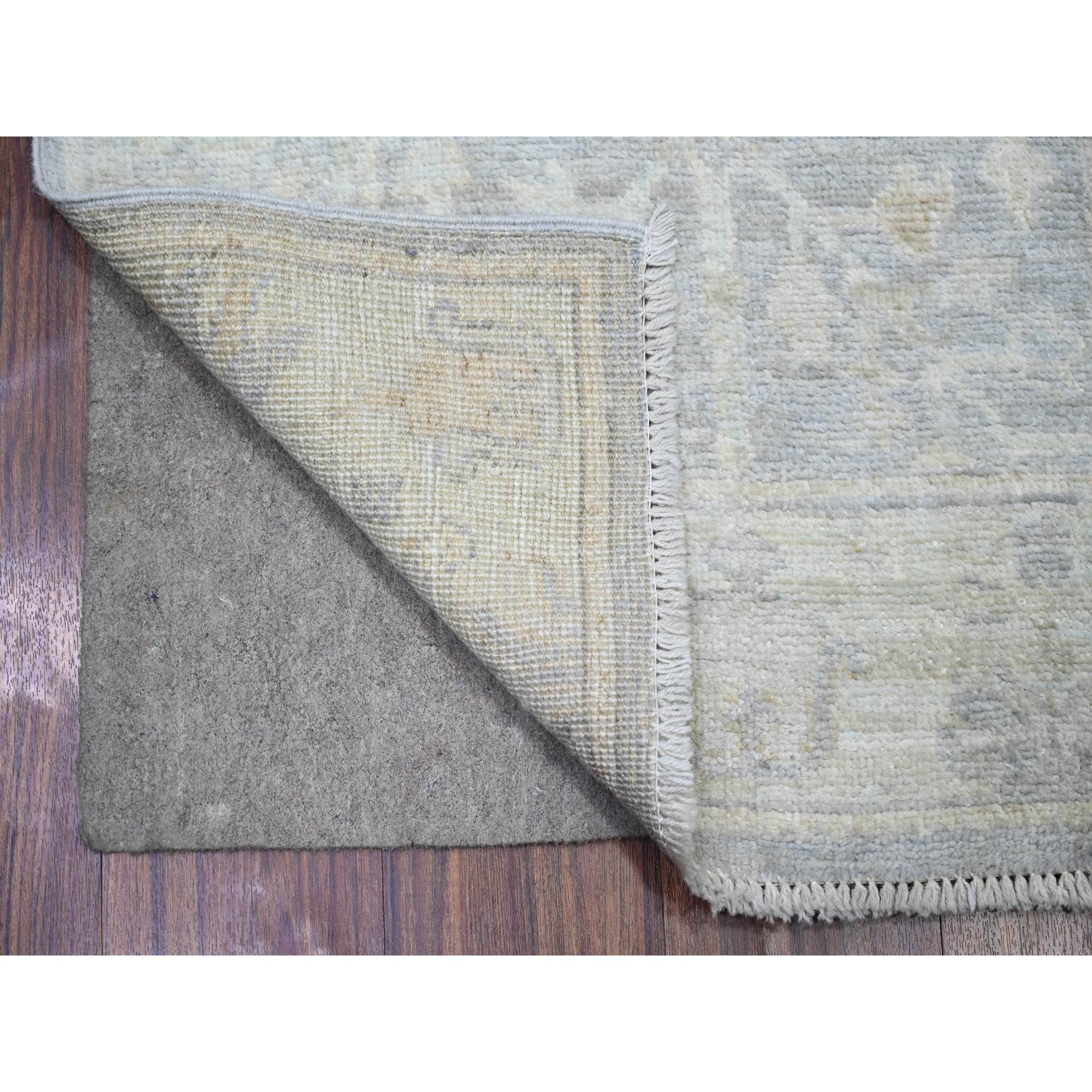 2'8"x19'2" Ash Gray, Natural Dyes, 100% Wool, Hand Knotted, Afghan Angora Oushak with Faded Colors, XL Runner Oriental Rug HR73992 - Image 2
