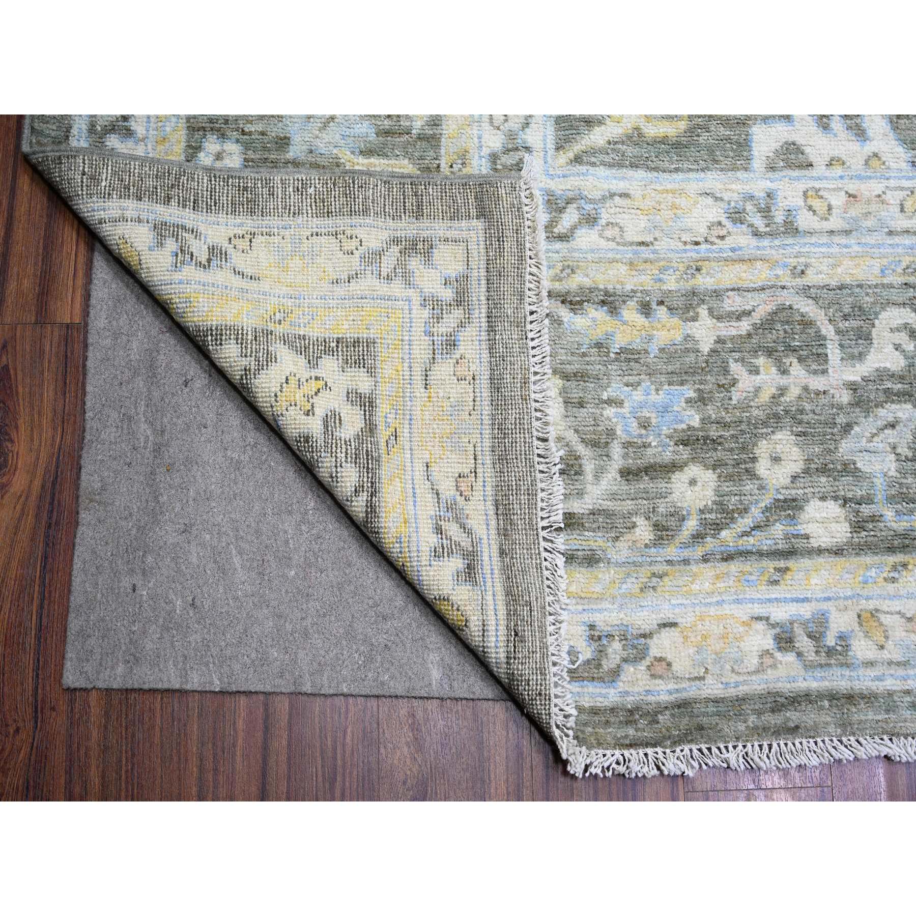 11'9"x17'6" Camouflage Gray, Natural Dyes Afghan Angora Oushak with Floral Motifs, Extra Soft Wool Hand Knotted, Oversized Oriental Rug HR74043 - Image 4