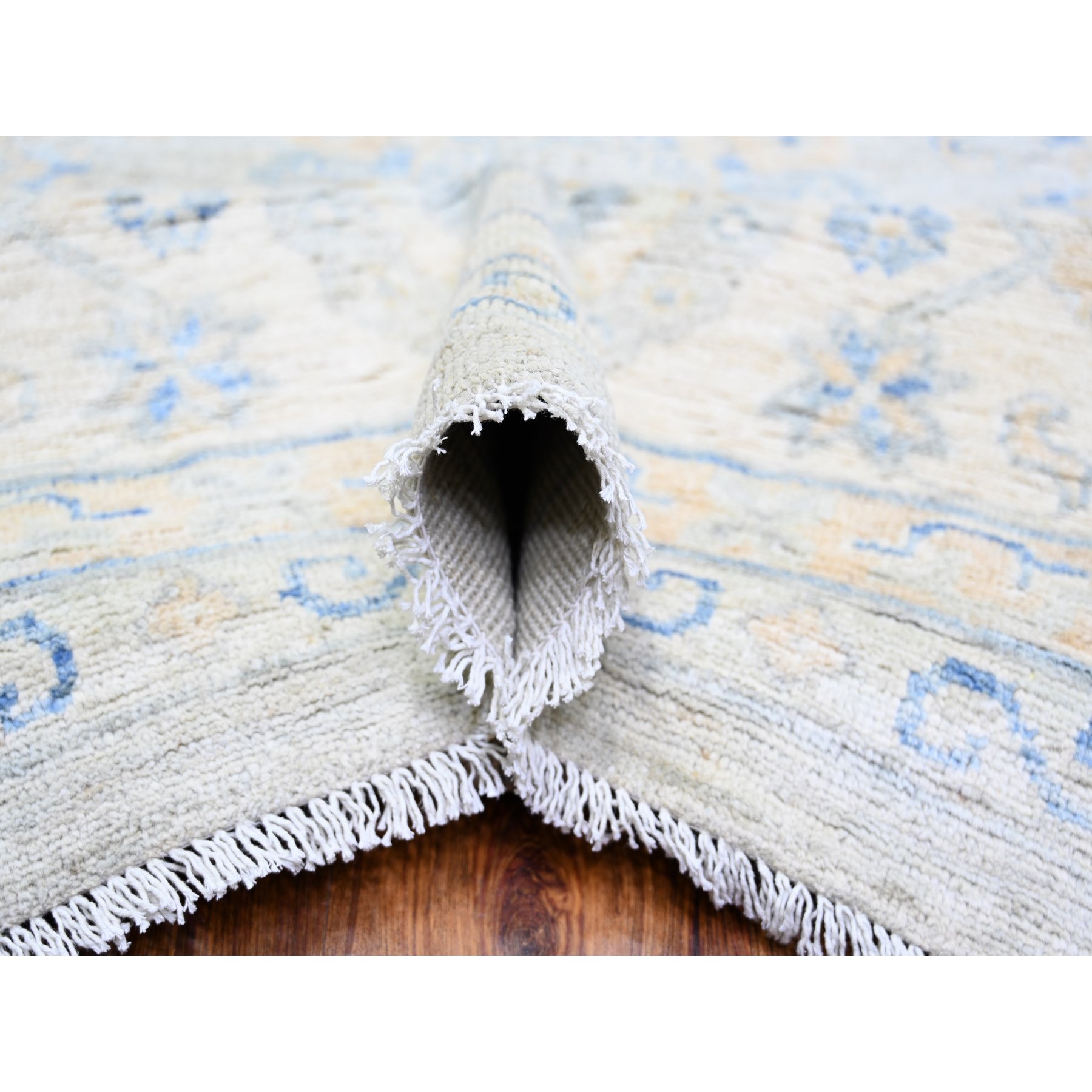 11'9"x14'8" Ivory, White Wash Peshawar with All Over Pattern Vegetable Dyes, 100% Wool Hand Knotted, Oversized Oriental Rug HR74056 - Image 6