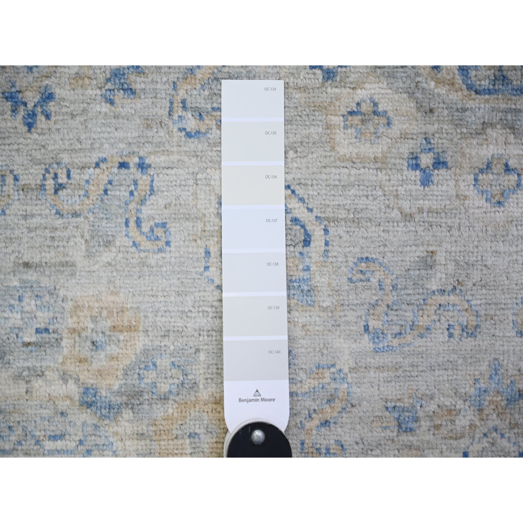 11'9"x14'8" Ivory, White Wash Peshawar with All Over Pattern Vegetable Dyes, 100% Wool Hand Knotted, Oversized Oriental Rug HR74056 - Image 8