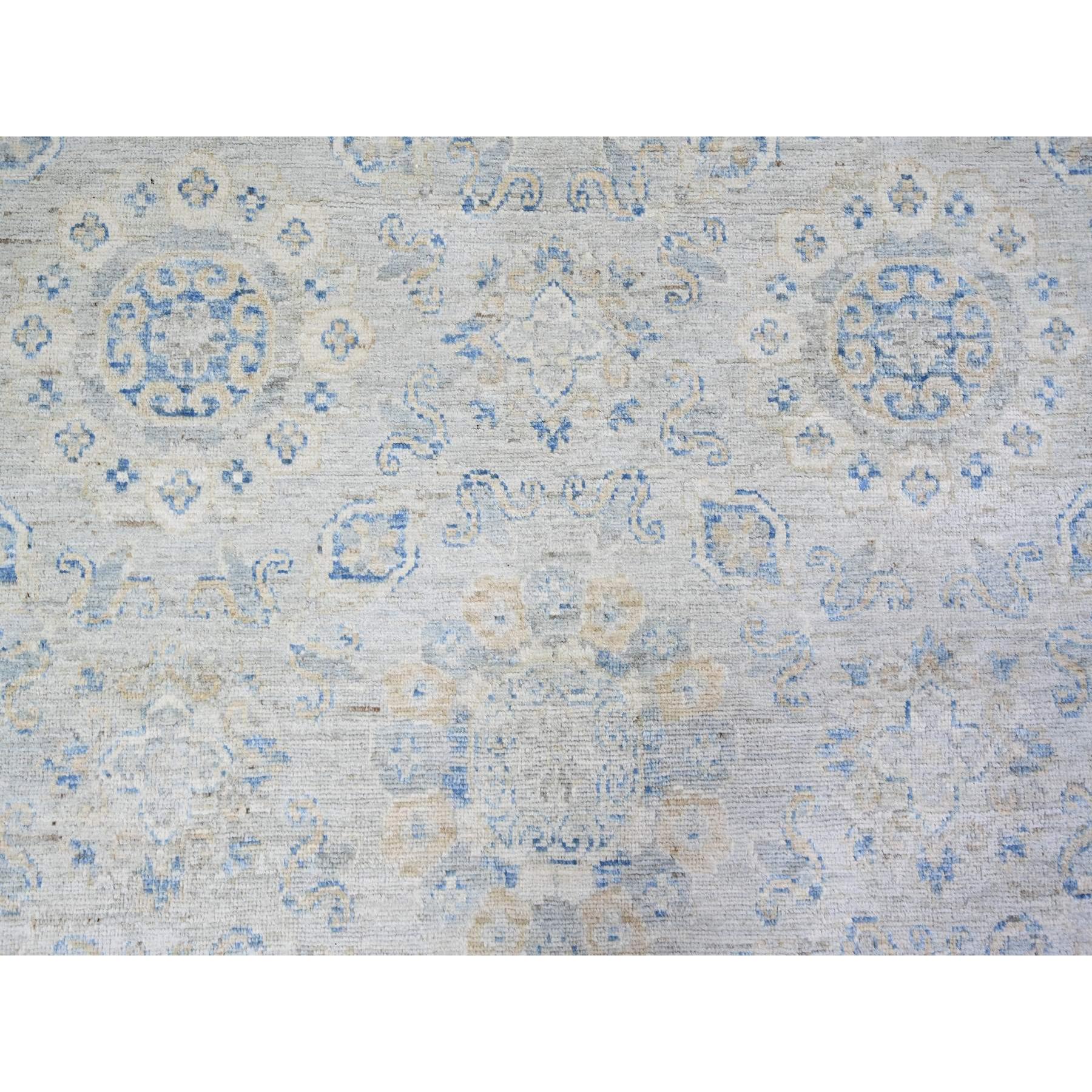 11'9"x14'8" Ivory, White Wash Peshawar with All Over Pattern Vegetable Dyes, 100% Wool Hand Knotted, Oversized Oriental Rug HR74056 - Image 9