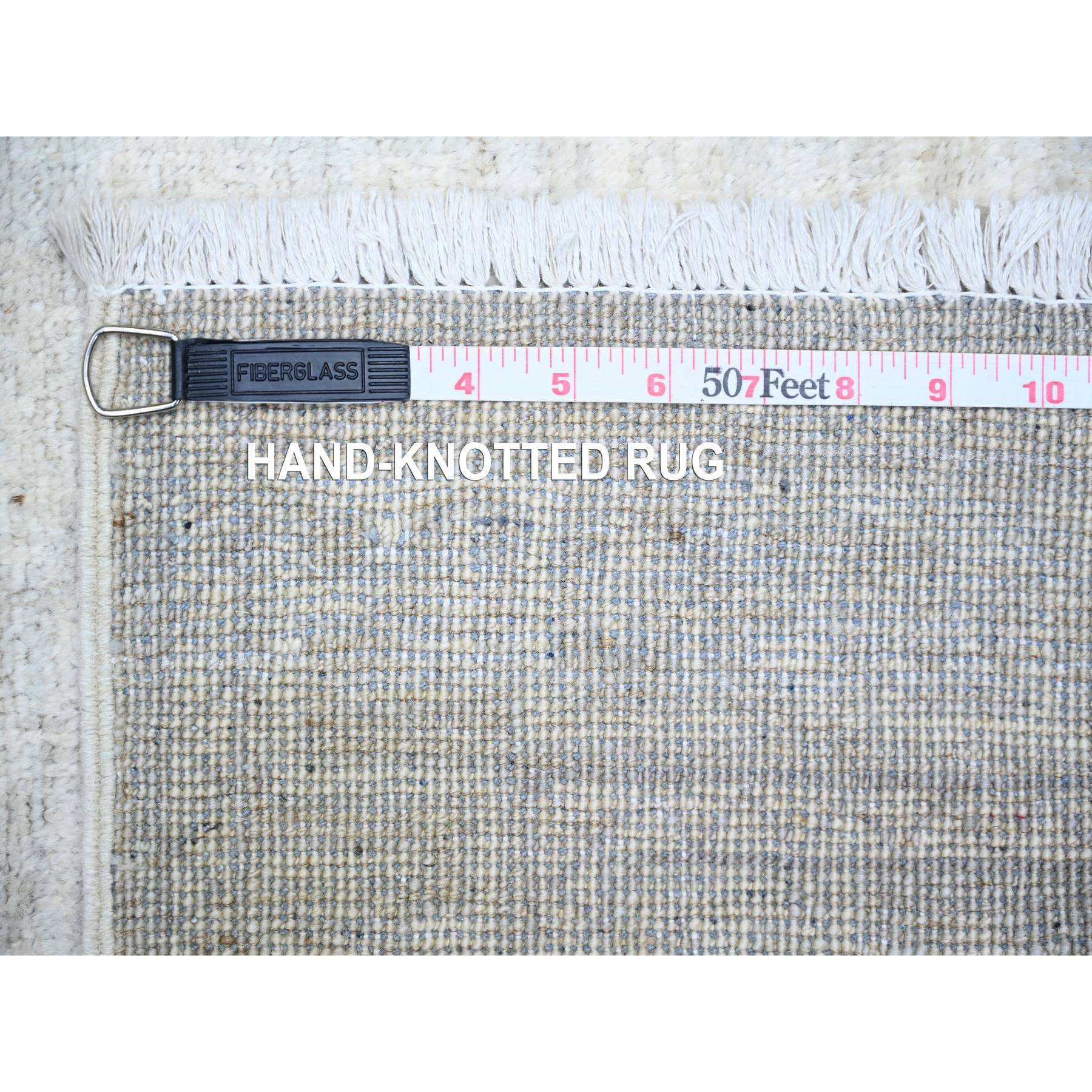 2'8"x11' White Wash Peshawar with Faded Design, Natural Dyes, Extra Soft Wool, Hand Knotted, Runner Oriental Rug HR74303 - Image 6