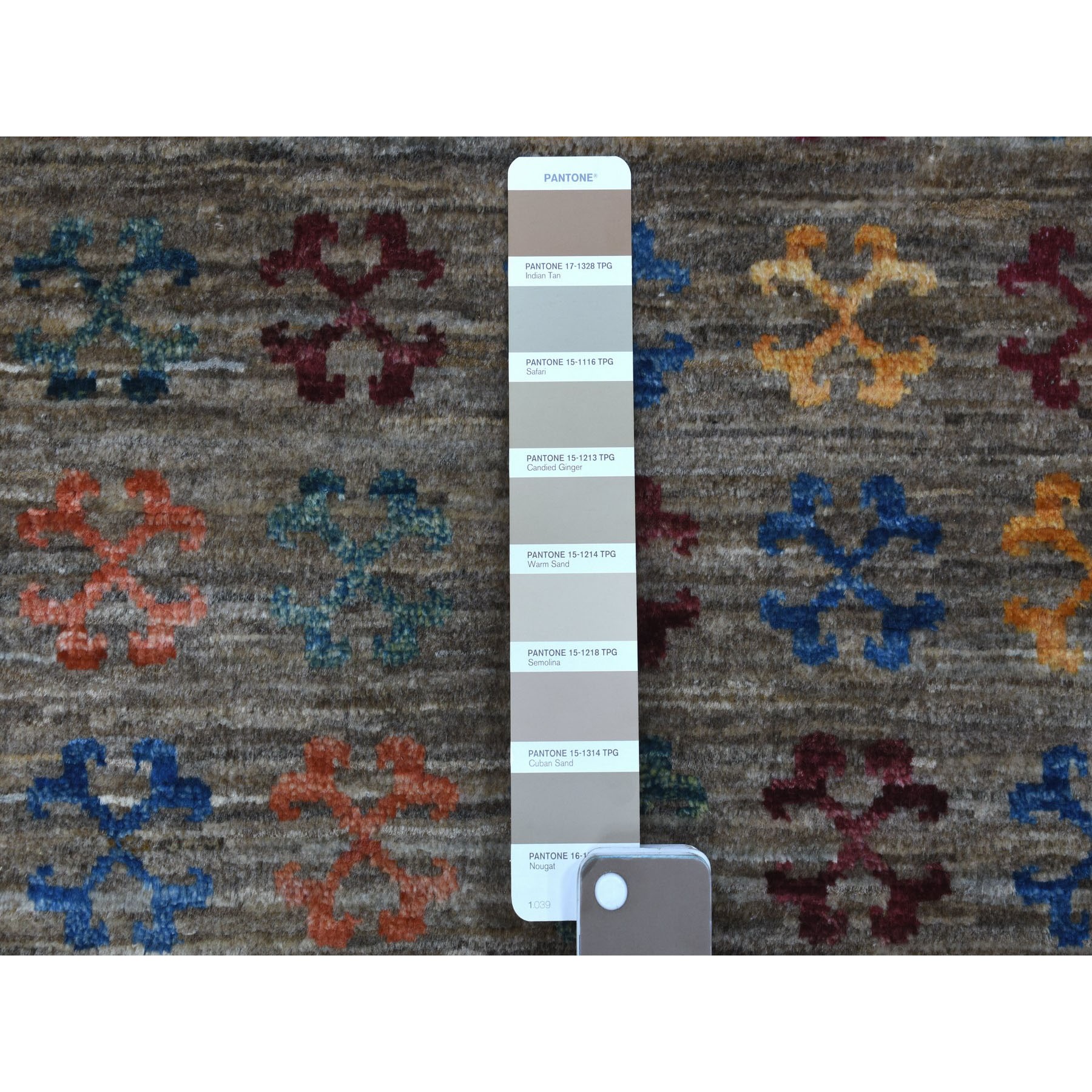 3'x7'7" Gray With Colorful Tassles Super Kazak Khorjin Design Hand Knotted Organic Wool Oriental Runner Rug HR56808 - Image 3