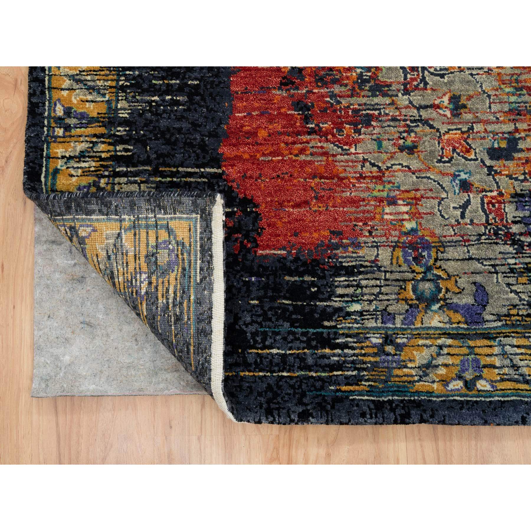 10'2"x14'3" Rust Red & Black, Ancient Ottoman Erased Design, Hand Knotted Ghazni Wool, Oriental Rug HR65177 - Image 4