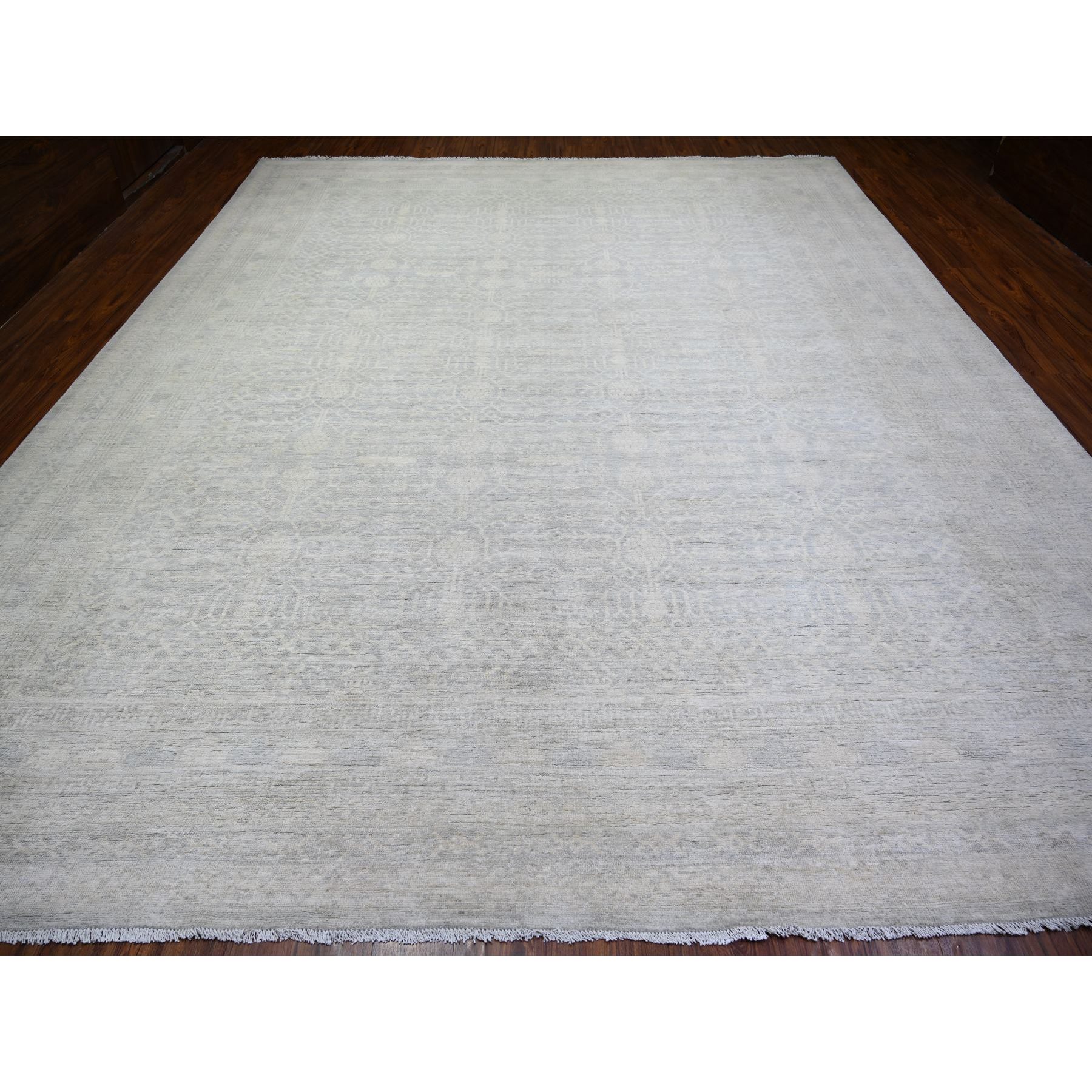 12'x14'3" Marian Blue, Stone Washed Peshawar Natural Dyes, Pure Wool Hand Knotted, Oversized Oriental Rug HR74177 - Image 3