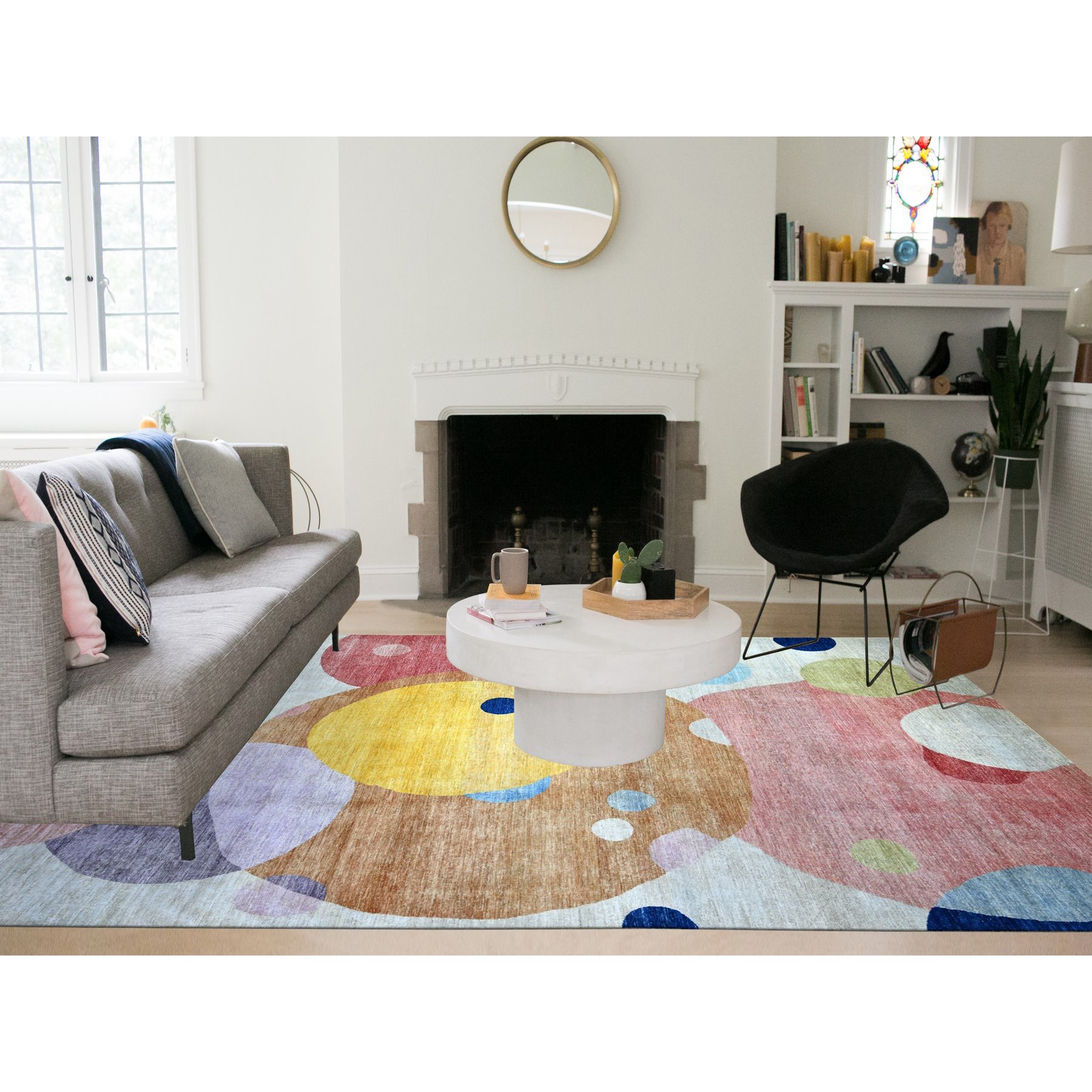 10'x13'9" Colorful, The Circles Design Vegetable Dyes, 100% Wool Hand Knotted, Oriental Rug HR74288 - Image 2
