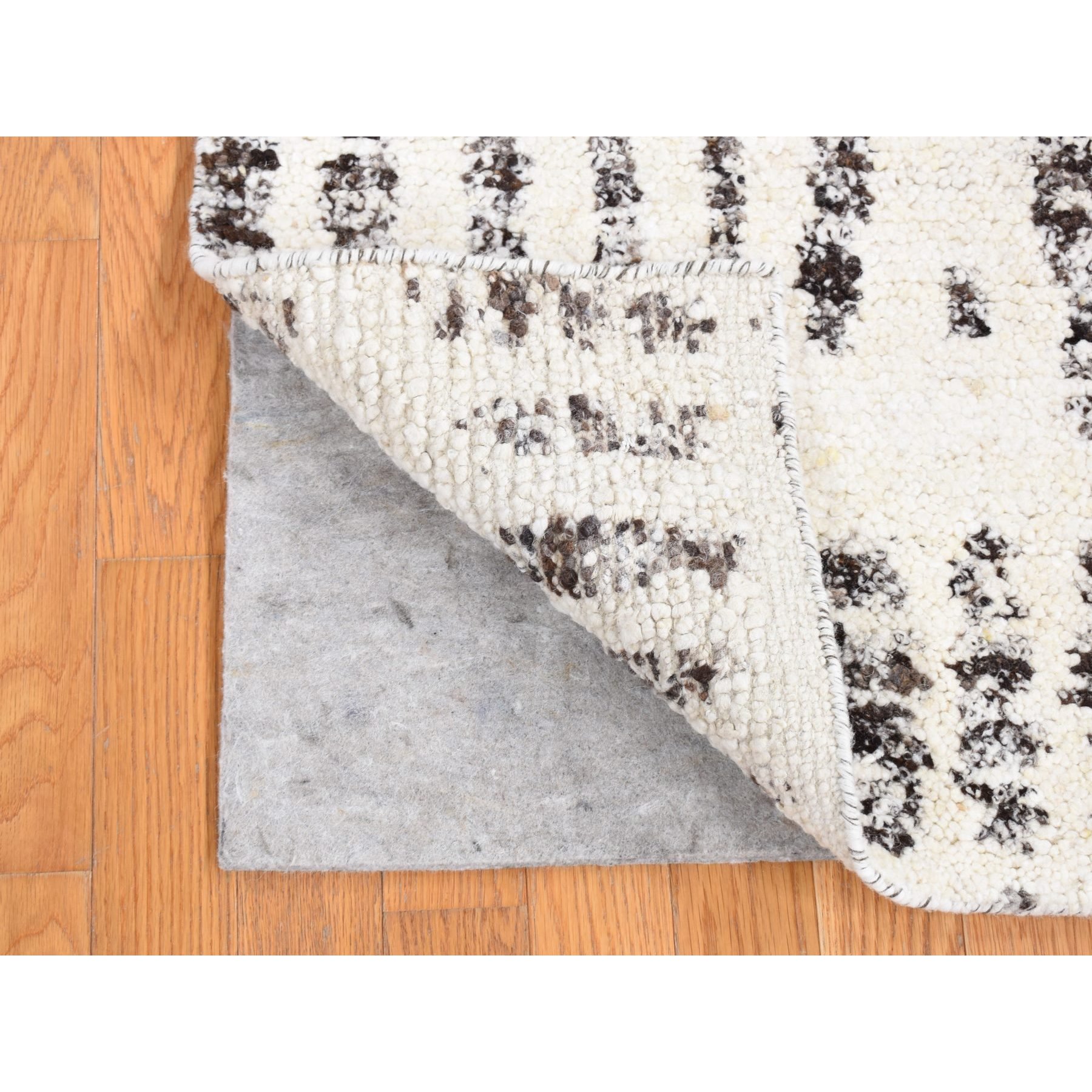3'x3' Black, Modern Erased Column Design, Thick and Plush, Pure Wool, Hand Knotted, Small Square Oriental Rug HR80747 - Image 2