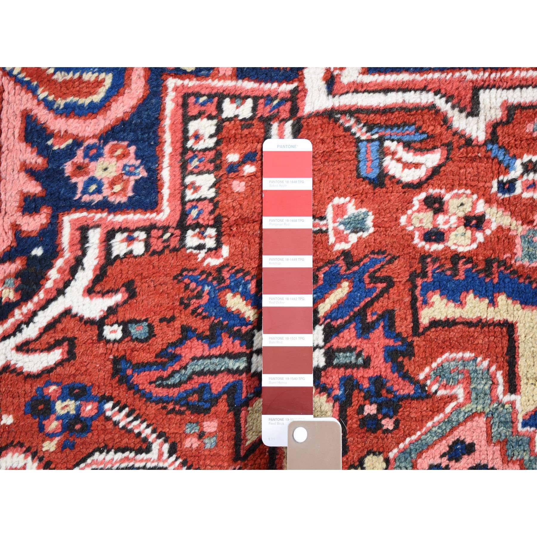 8'10"x11'8" Chili Red, Antique Persian Heriz, Soft and Full Pile, Pure Wool, Sides and Ends Professionally Secured, cleaned, Hand Knotted, Oriental Rug HR80776 - Image 8