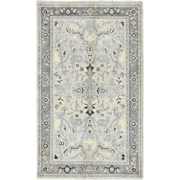 2'10"x4'10" Beige, Afghan Peshawar with All Over Heriz Design, Natural Dyes, Natural Wool, Hand Knotted, Oriental Rug HR82918