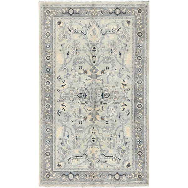 2'10"x4'10" Beige, Afghan Peshawar with All Over Heriz Design Natural Dyes, Organic Wool, Hand Knotted, Oriental Rug HR82919