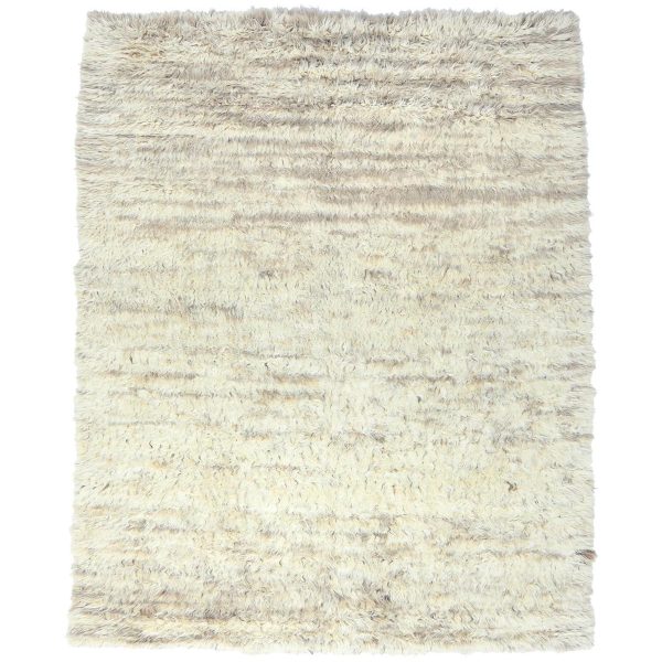 8'1"x10'1"Pearl Ivory, Ben Ourain Moroccan Berber Shilhah Design, Natural Dyes, Soft Wool, Hand Knotted Oriental Rug HR82988