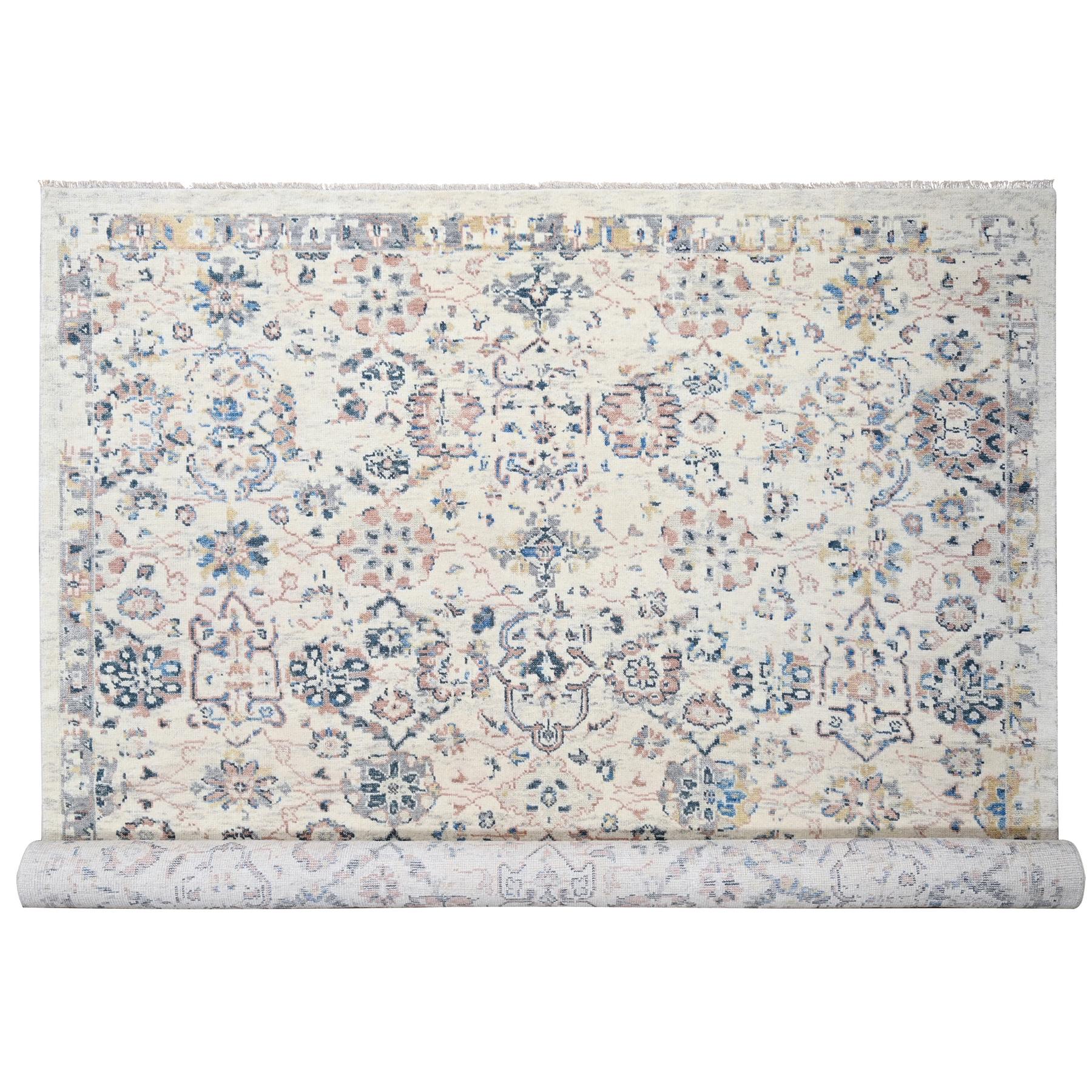 12'1"x14'9" Taupe 100% Wool, Soft and Plush Pile, Supple Collection, Natural Dyes, Hand Knotted, Mahal Design, Oushak, Oversized Oriental Rug HR84331