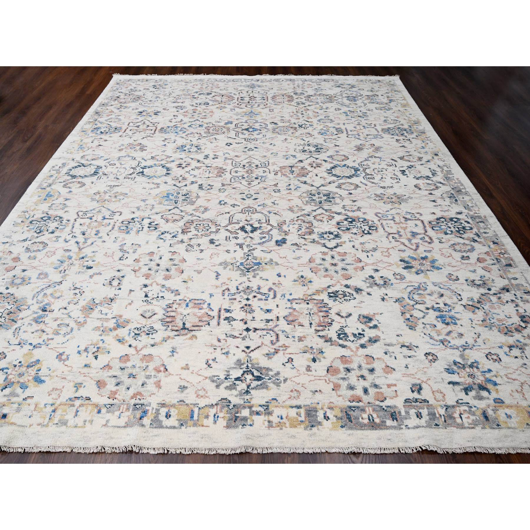 12'1"x14'9" Taupe 100% Wool, Soft and Plush Pile, Supple Collection, Natural Dyes, Hand Knotted, Mahal Design, Oushak, Oversized Oriental Rug HR84331 - Image 2