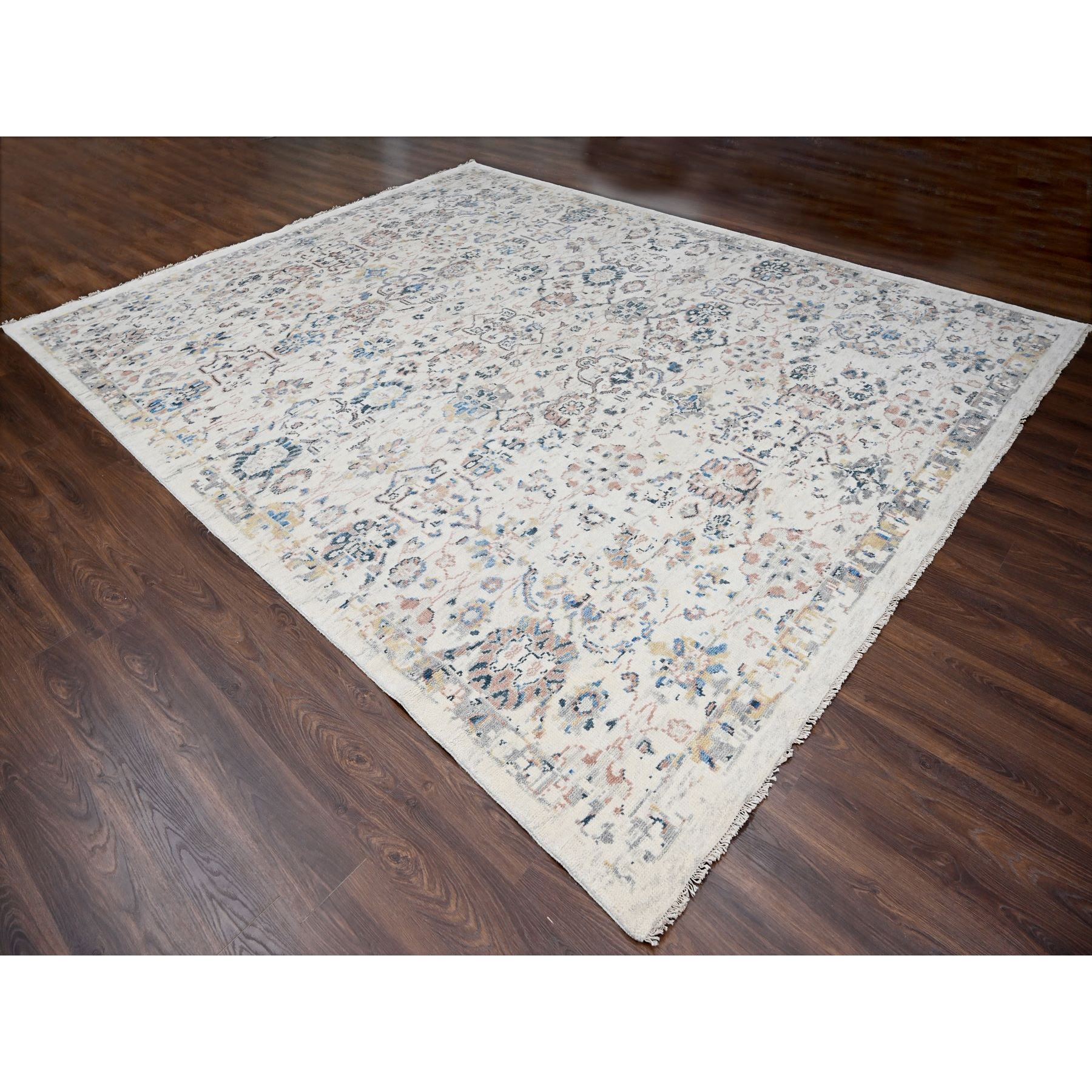 12'1"x14'9" Taupe 100% Wool, Soft and Plush Pile, Supple Collection, Natural Dyes, Hand Knotted, Mahal Design, Oushak, Oversized Oriental Rug HR84331 - Image 3