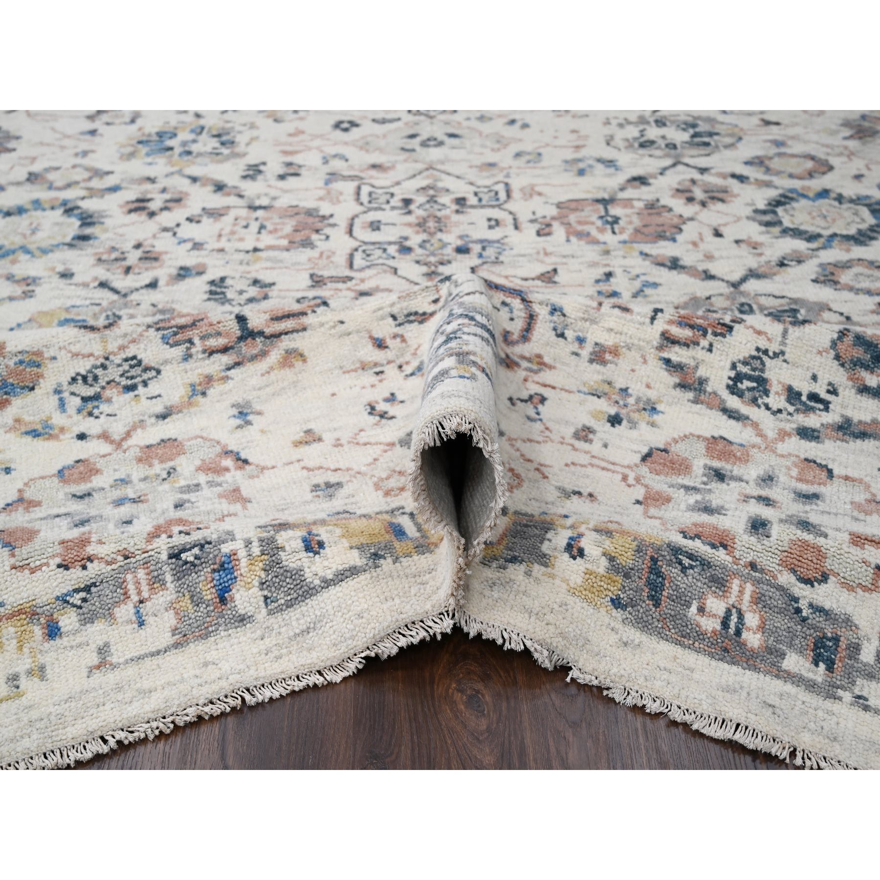 12'1"x14'9" Taupe 100% Wool, Soft and Plush Pile, Supple Collection, Natural Dyes, Hand Knotted, Mahal Design, Oushak, Oversized Oriental Rug HR84331 - Image 5