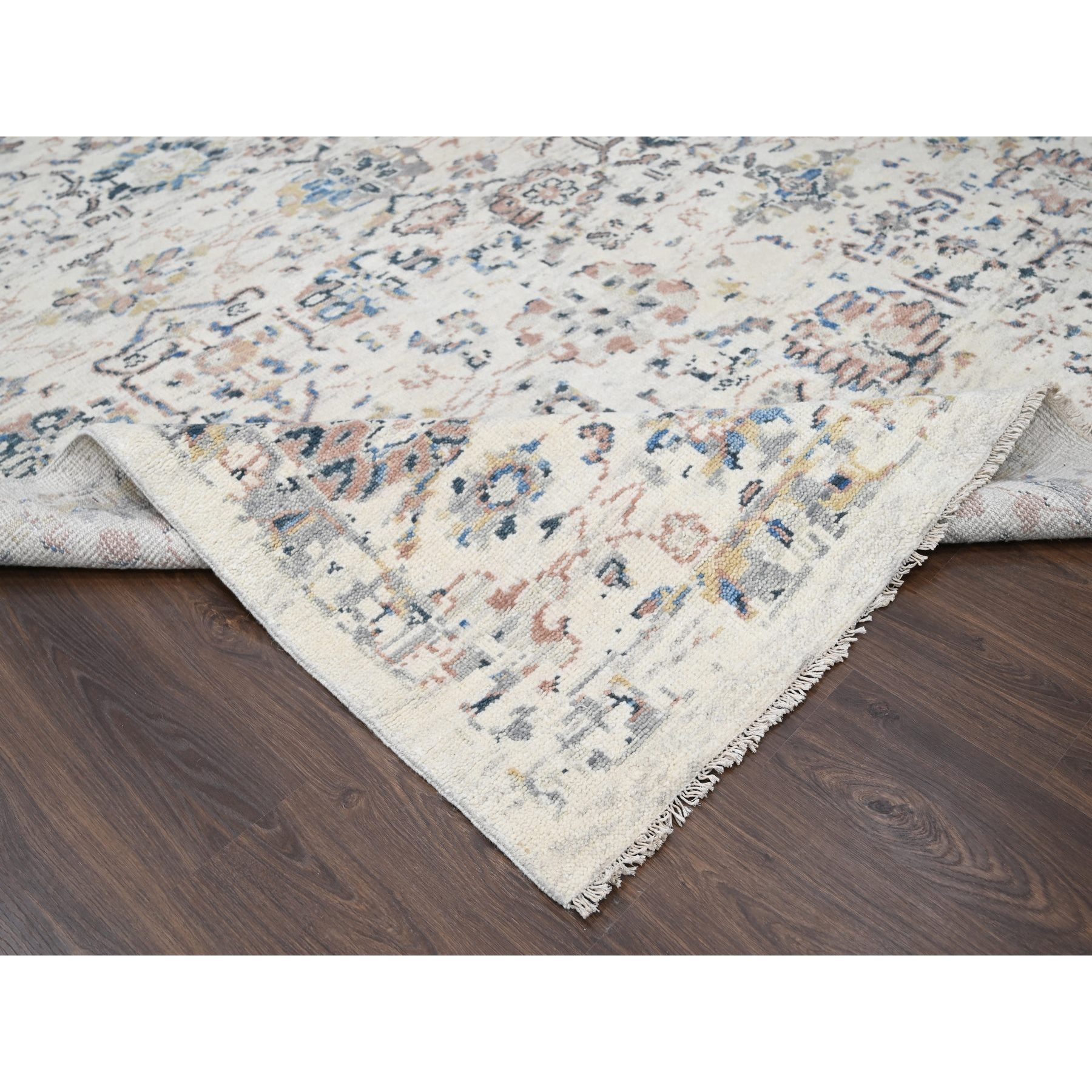 12'1"x14'9" Taupe 100% Wool, Soft and Plush Pile, Supple Collection, Natural Dyes, Hand Knotted, Mahal Design, Oushak, Oversized Oriental Rug HR84331 - Image 6