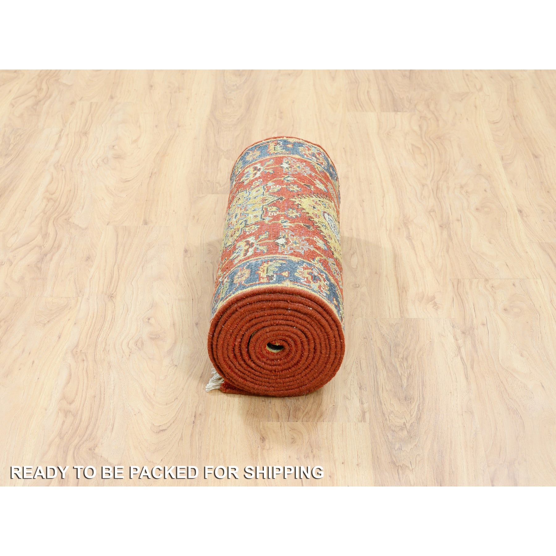 2'7"x15'10" Red Karajeh Design Pure Wool Hand Knotted Oriental XL Runner Rug HR62165 - Image 6