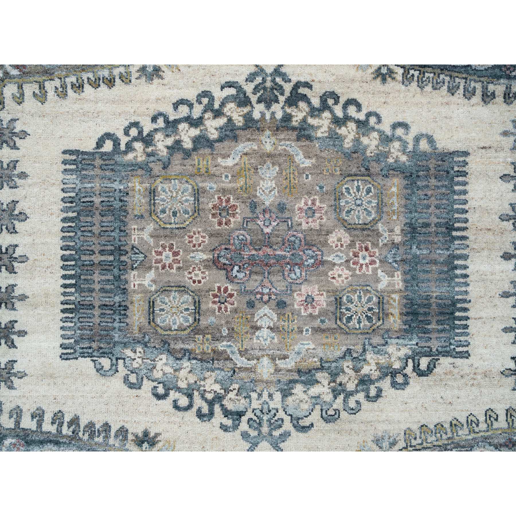 7'9"x10'4" Ivory with Soft Tones, Natural Wool, Hand Knotted, Thick and Plush Soft Pile, Reimagined Persian Viss Design, Vegetable Dyes, Oriental Rug HR65586 - Image 9