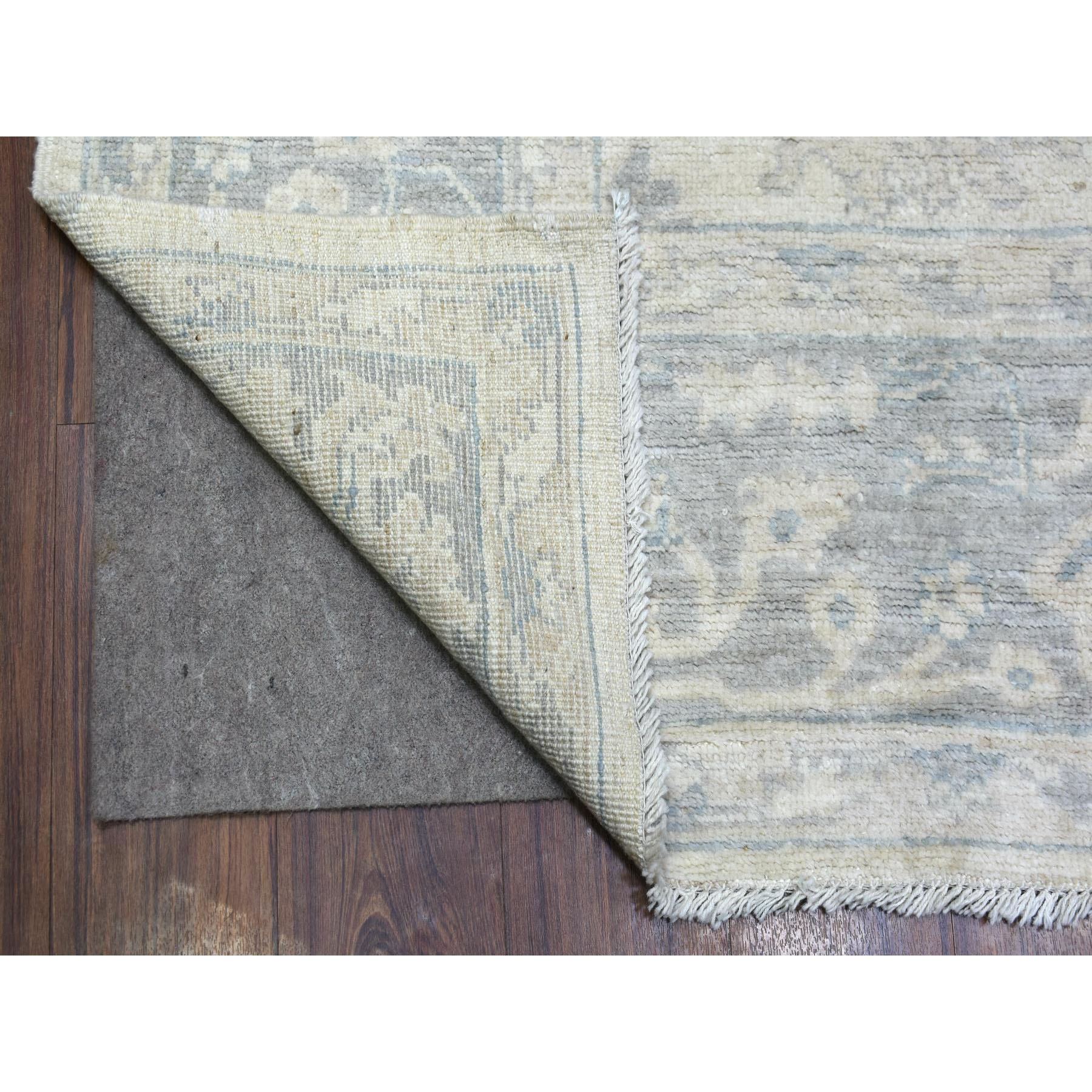 8'1"x9'8" Gray Afghan Angora Oushak Hand Knotted with All Over Beautiful Design Natural Wool Oriental Rug HR70125 - Image 5