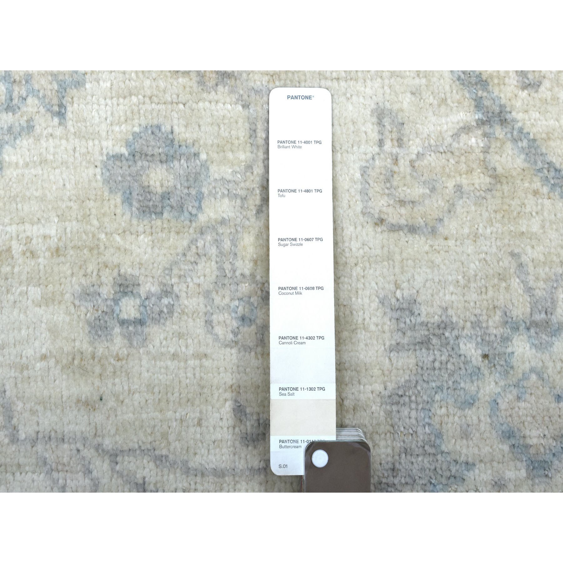 8'1"x9'8" Gray Afghan Angora Oushak Hand Knotted with All Over Beautiful Design Natural Wool Oriental Rug HR70125 - Image 8