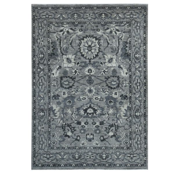 9'1"x12'6" Cloud Grey, Natural Colors, Peshawar with Persian Mahal All Over Design, Pure Wool, Hand Knotted, Oriental Rug HR80851