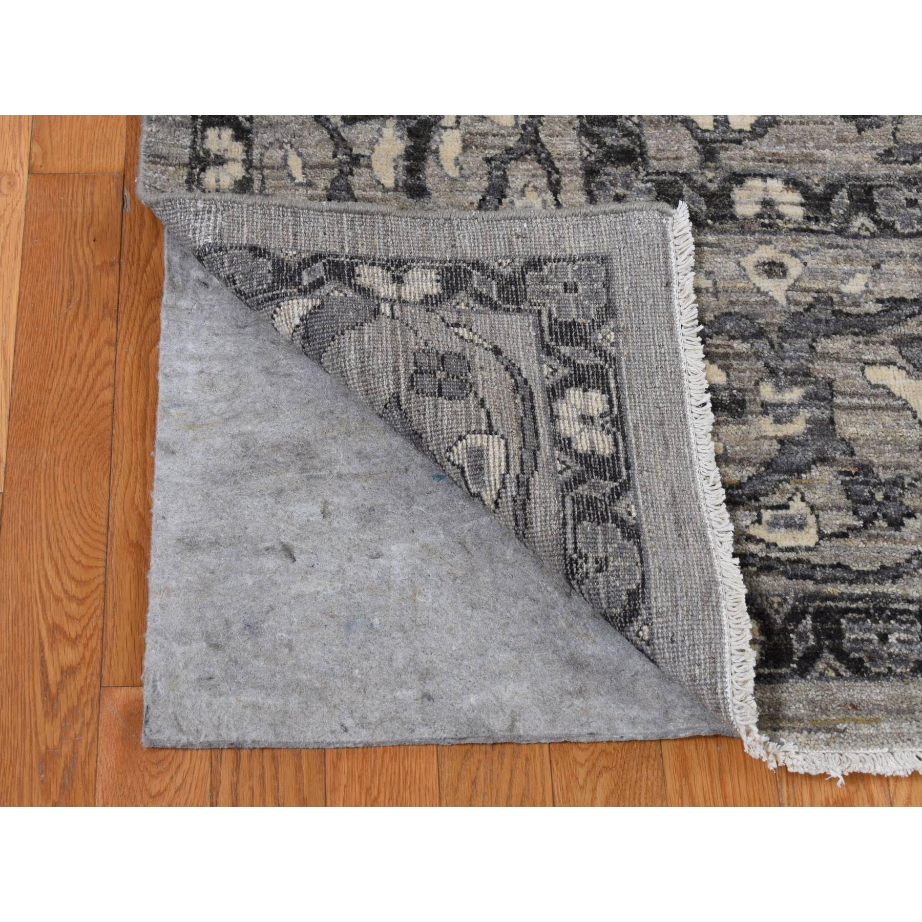 9'1"x12'6" Cloud Grey, Natural Colors, Peshawar with Persian Mahal All Over Design, Pure Wool, Hand Knotted, Oriental Rug HR80851 - Image 5