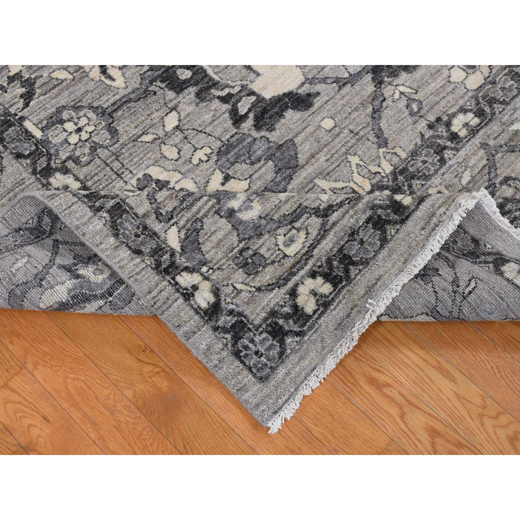 9'1"x12'6" Cloud Grey, Natural Colors, Peshawar with Persian Mahal All Over Design, Pure Wool, Hand Knotted, Oriental Rug HR80851 - Image 6