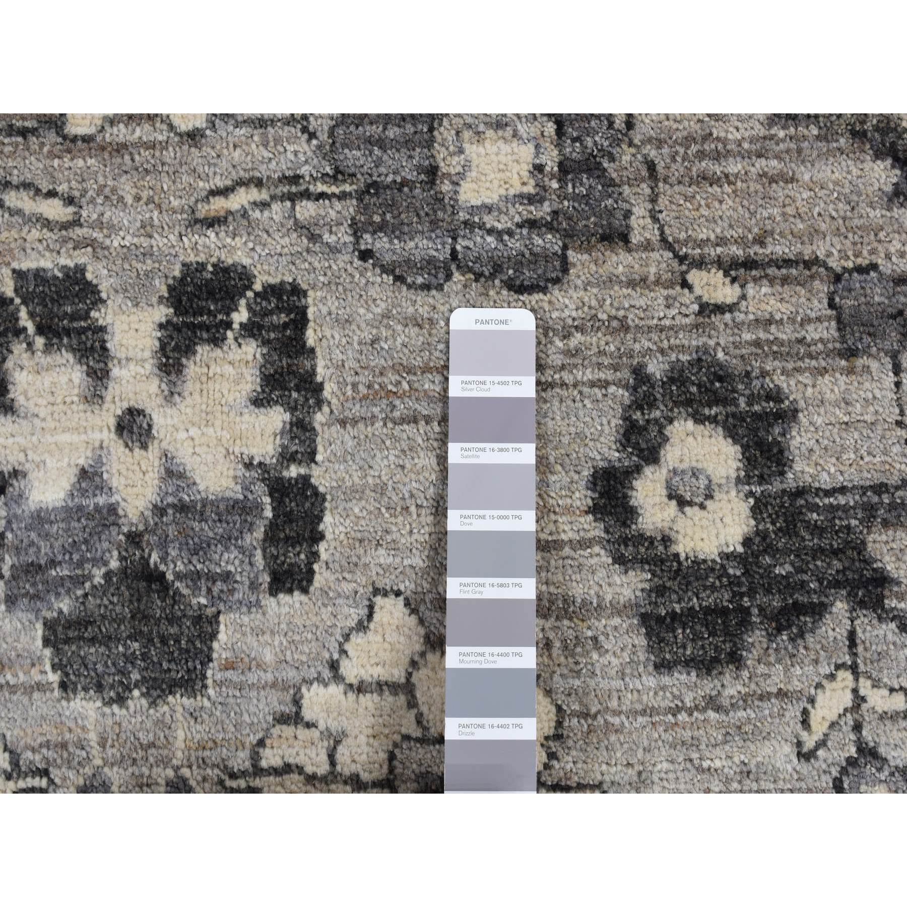 9'1"x12'6" Cloud Grey, Natural Colors, Peshawar with Persian Mahal All Over Design, Pure Wool, Hand Knotted, Oriental Rug HR80851 - Image 8