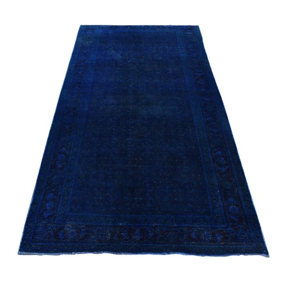 5'1"x10' Space Cadet, Hand Knotted, Worn Wool, Persian Musel with Fish Mahi All Over Design, Wide Runner Oriental Rug HR80860