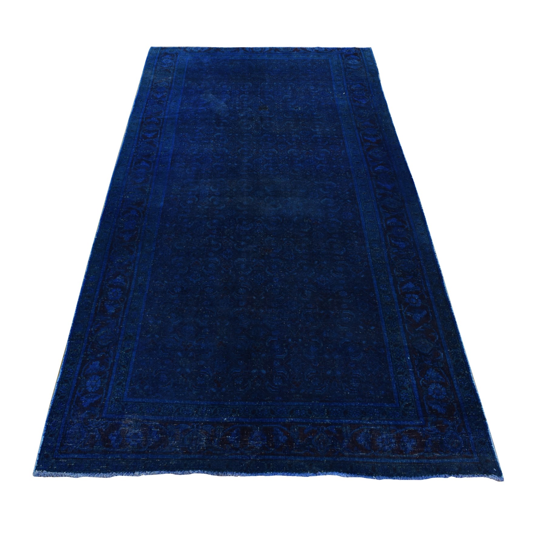 5'1"x10' Space Cadet, Hand Knotted, Worn Wool, Persian Musel with Fish Mahi All Over Design, Wide Runner Oriental Rug HR80860